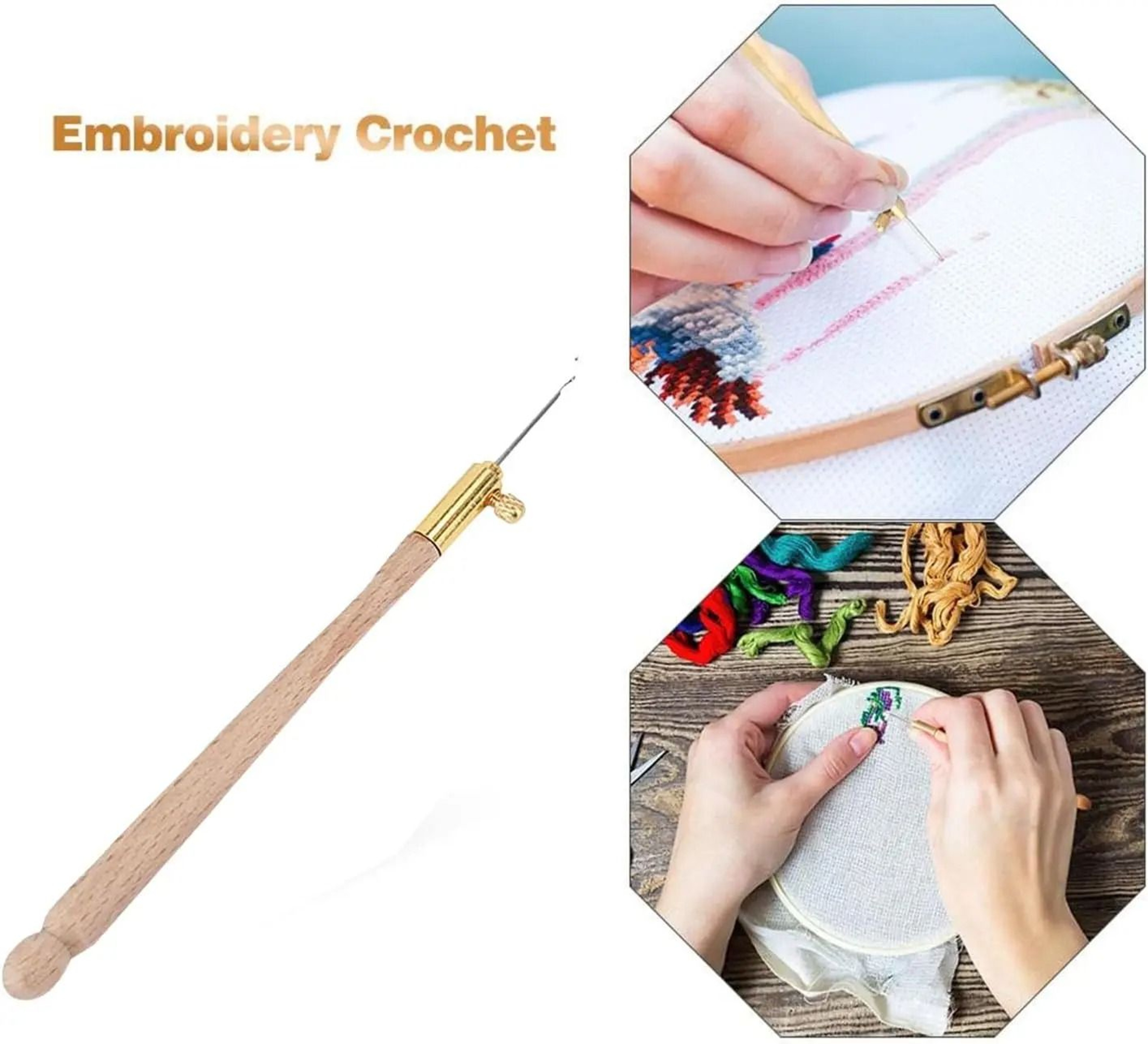 Wooden Tambour Embroidery Hook Set For Precise Beading Sequin Stitching Projects 6