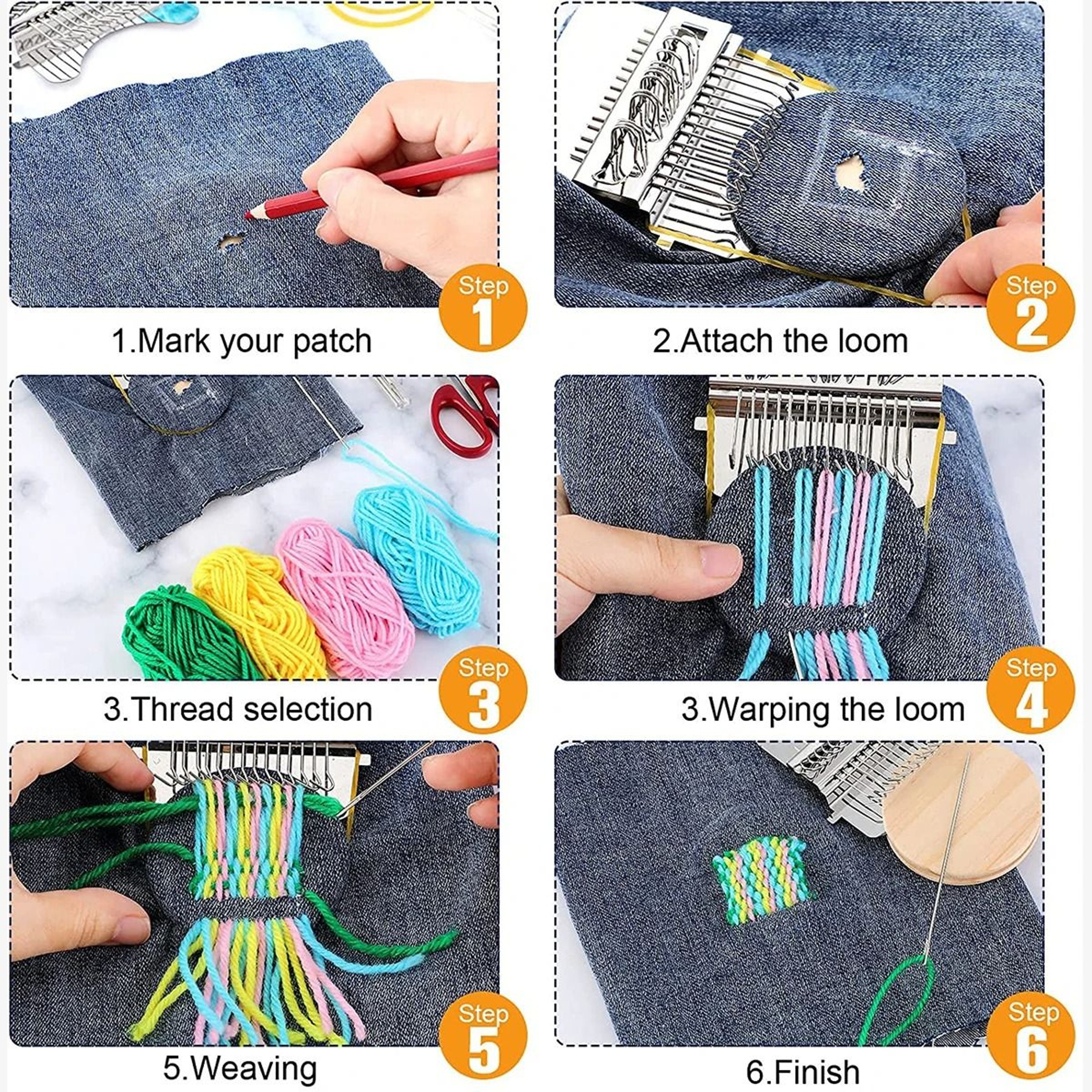 Fourteen Hook Speedweve Mending Loom Kit For Quick Fabric Repairs Projects 8