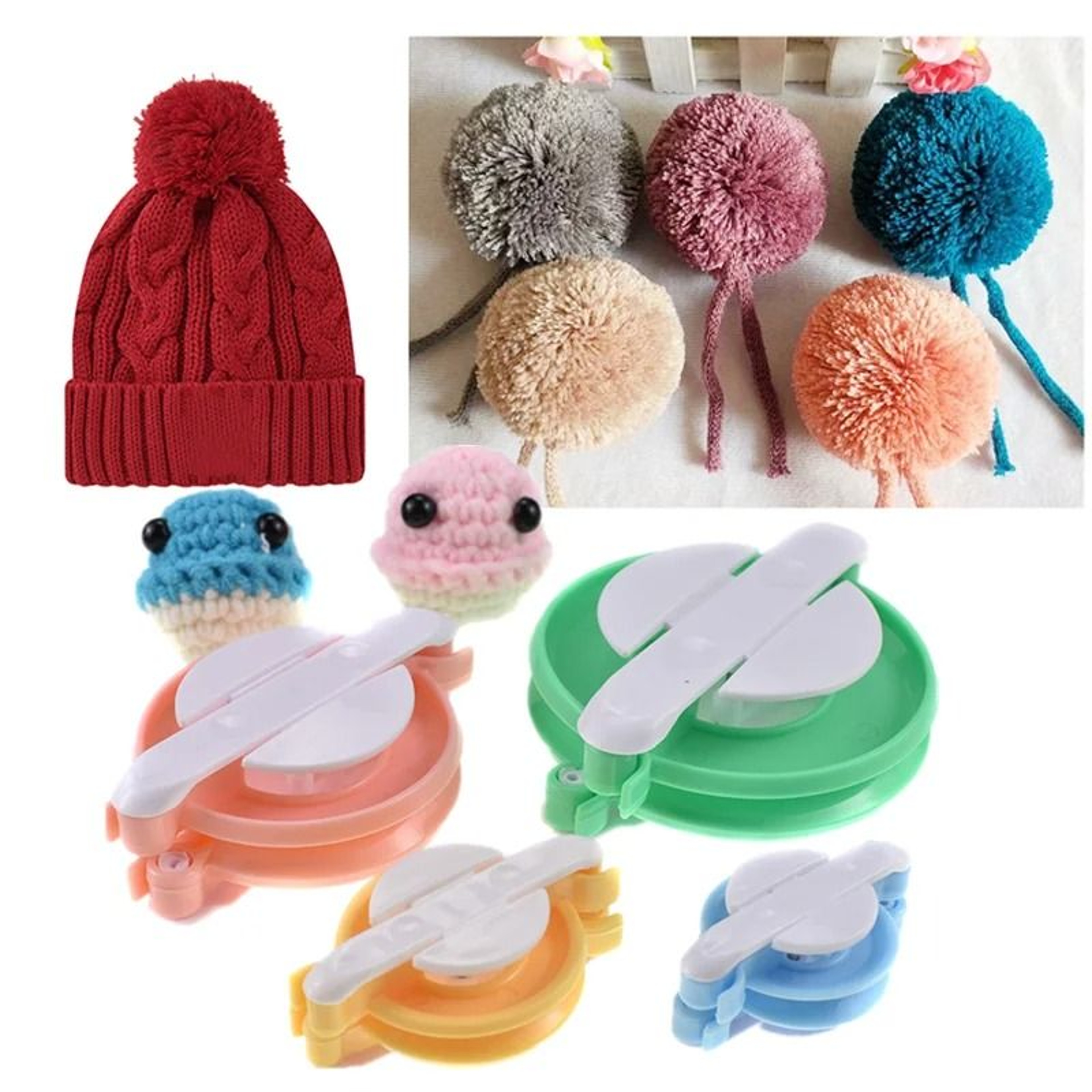 Easy Yarn Pom Pom Maker Set For Fluffy Craft Decorations Projects 0