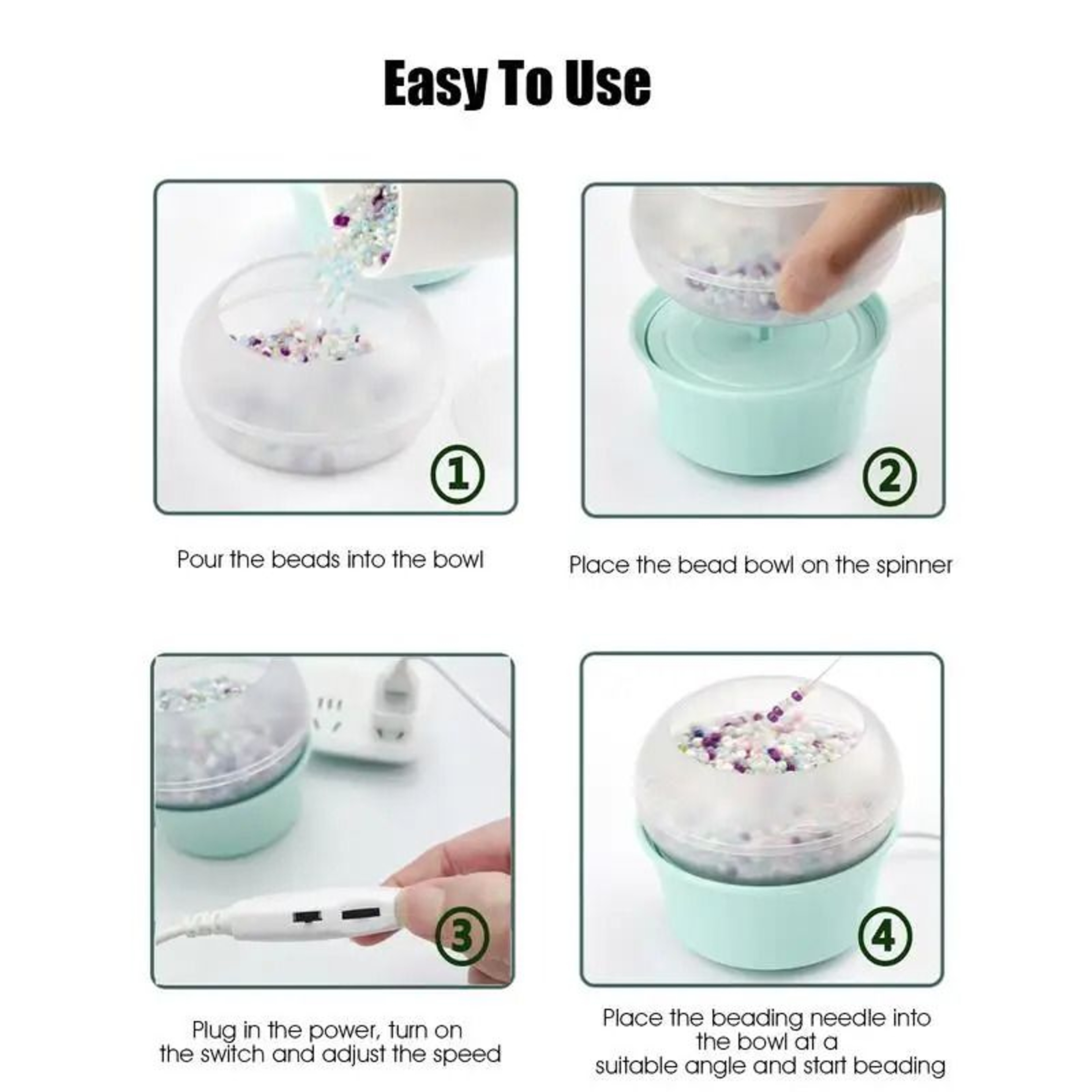 Electric Bead Spinner Kit For Faster Seed Bead Jewelry Making Crafts 4