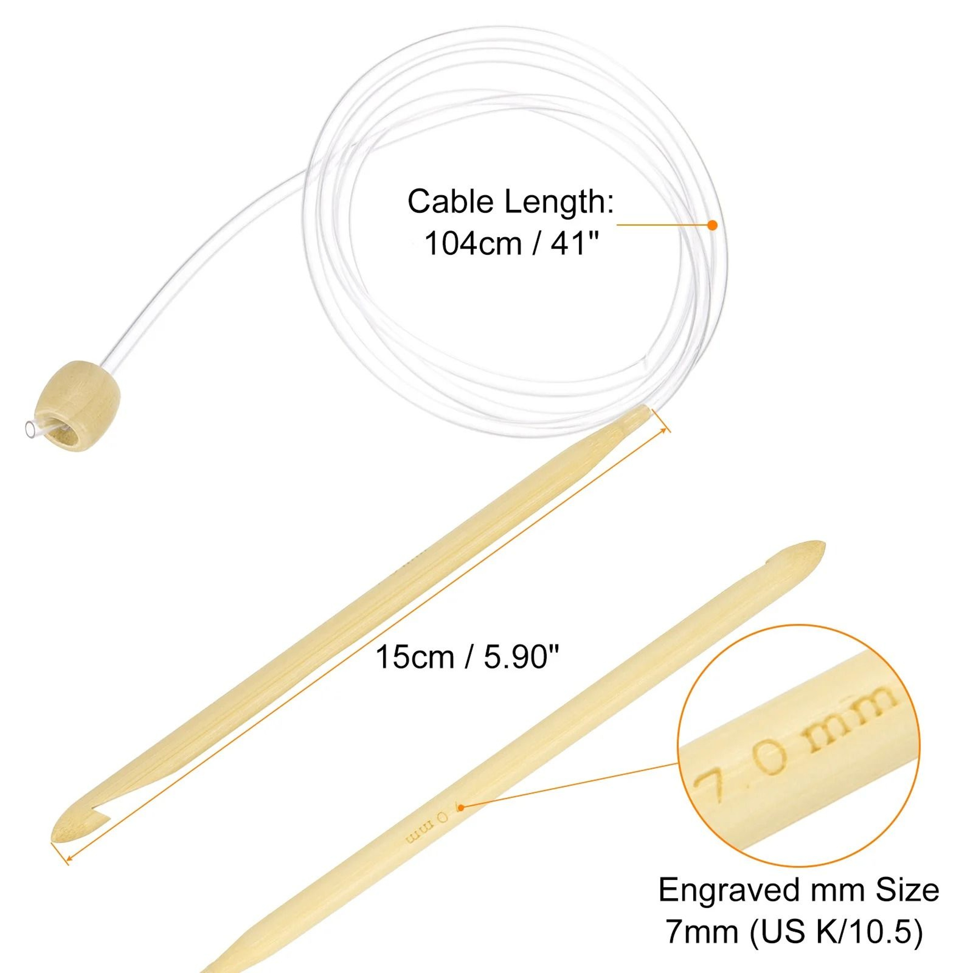 Bamboo Tunisian Crochet Hook With Flexible Cable For Comfortable Yarn Crafting 8
