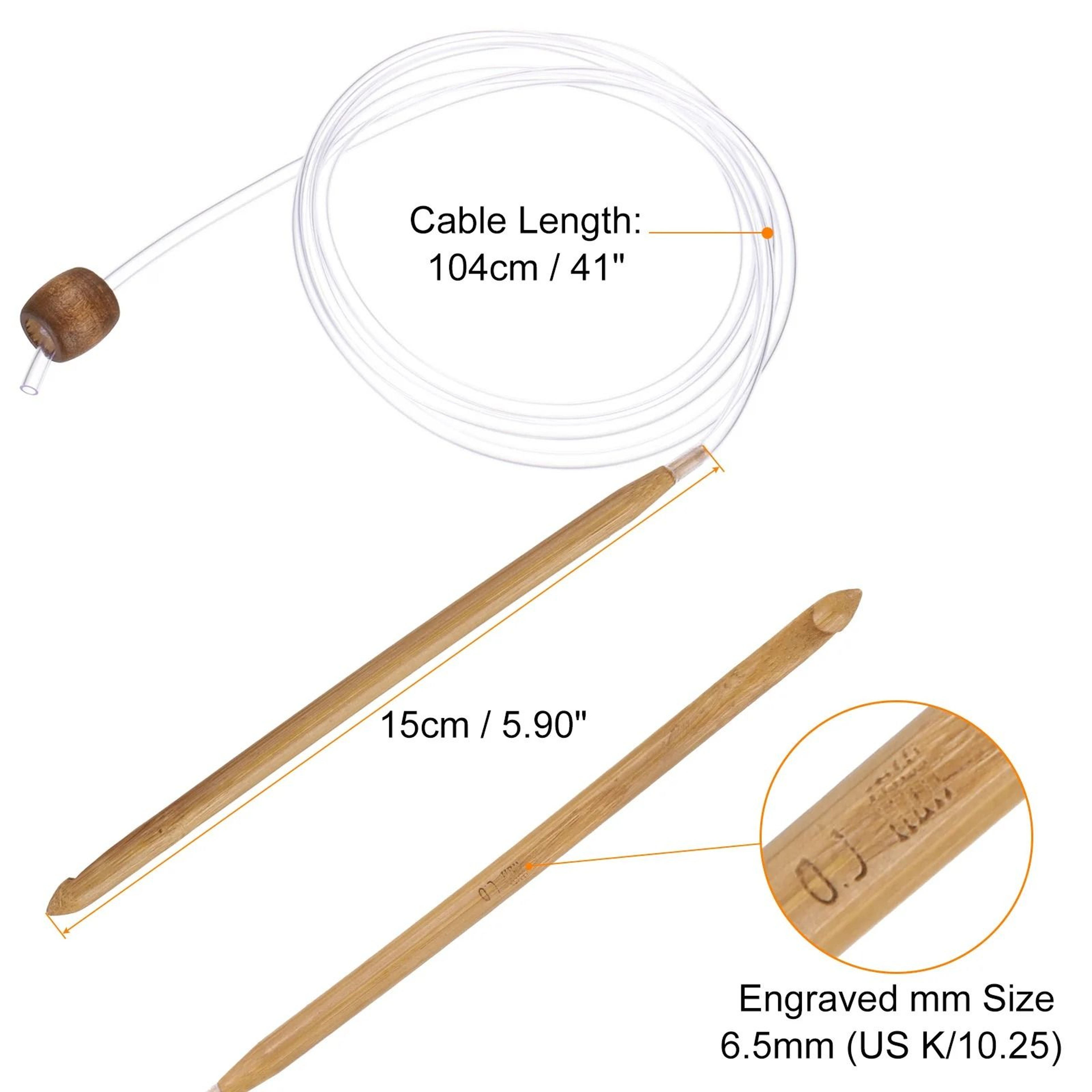 Bamboo Tunisian Crochet Hook With Flexible Cable For Comfortable Yarn Crafting 19