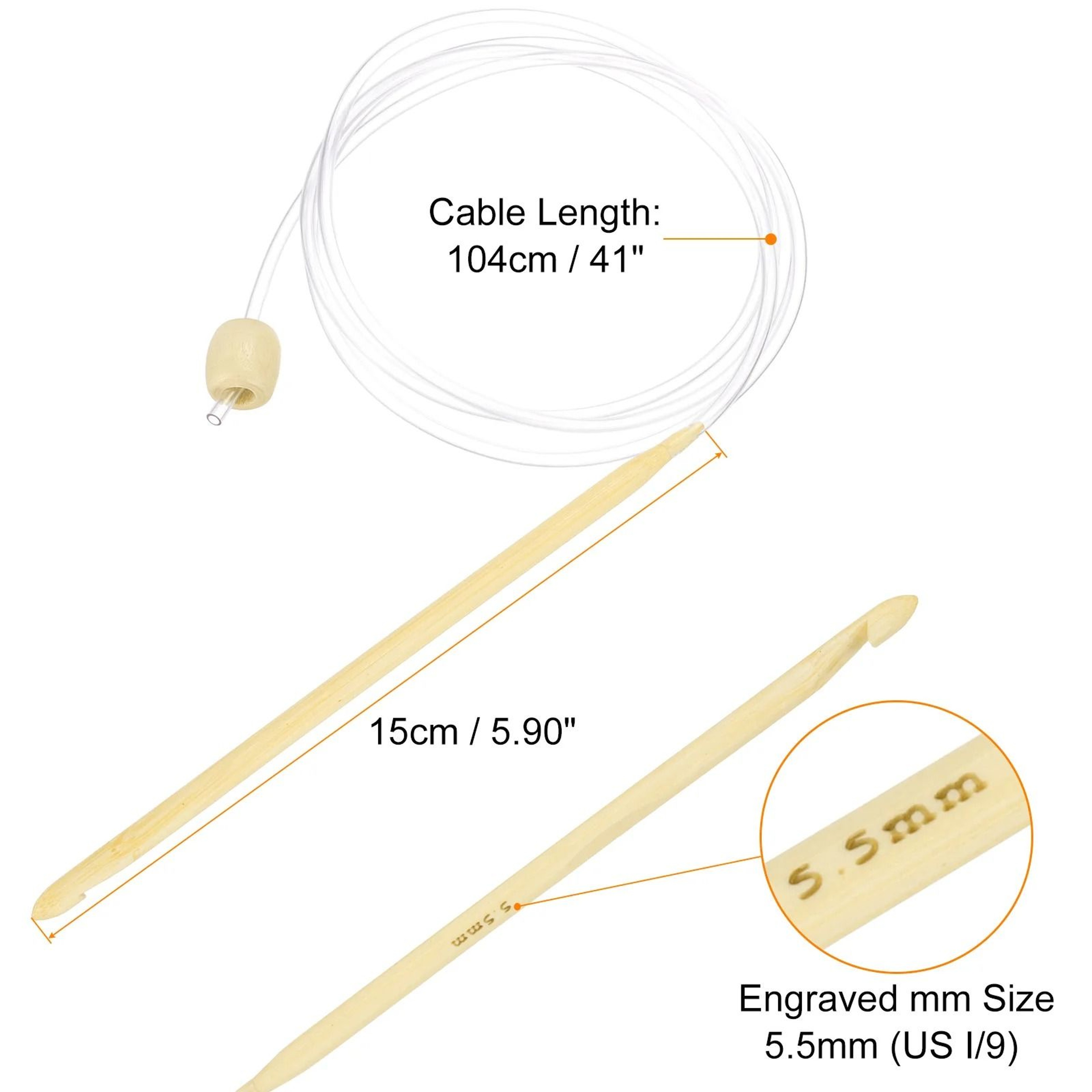 Bamboo Tunisian Crochet Hook With Flexible Cable For Comfortable Yarn Crafting 6