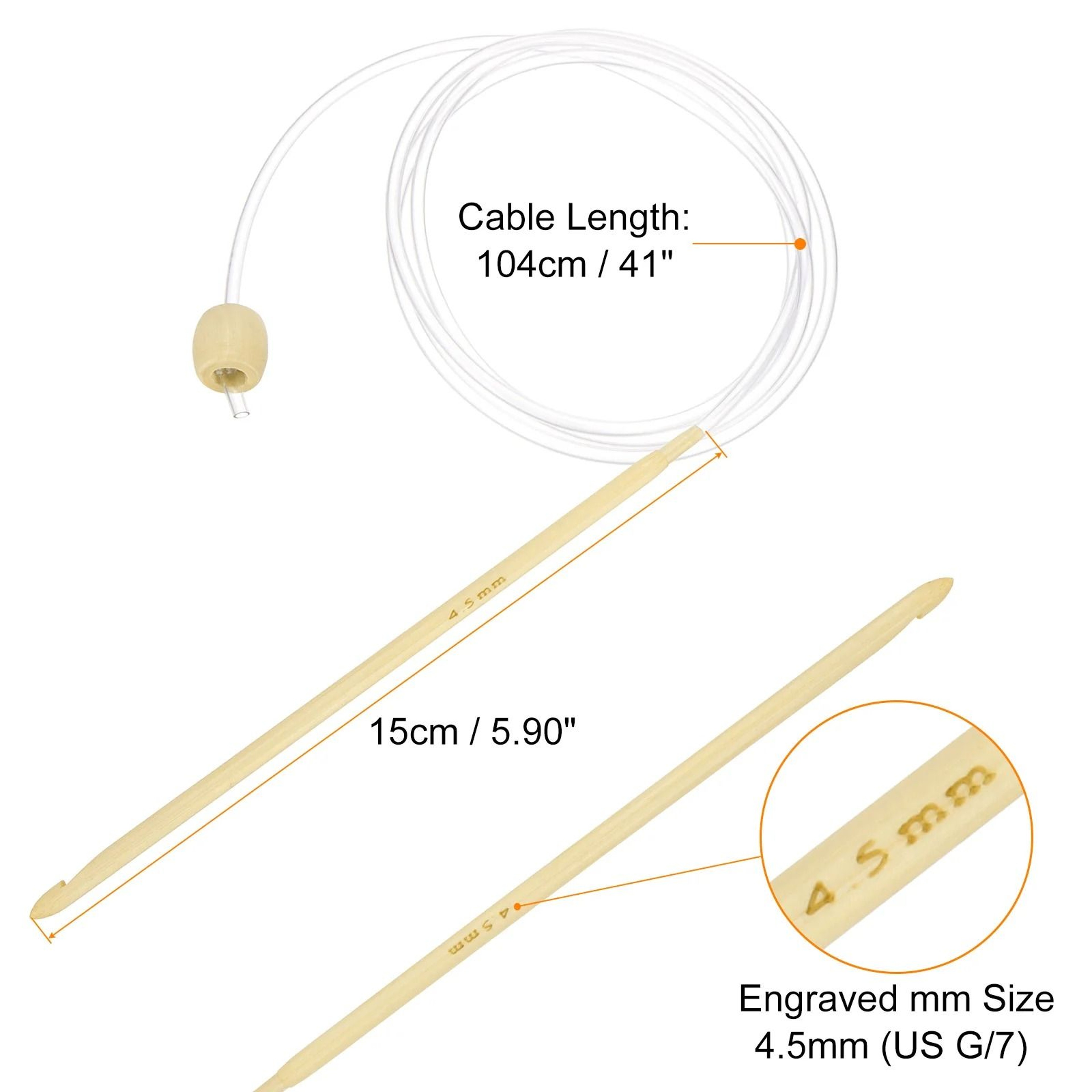 Bamboo Tunisian Crochet Hook With Flexible Cable For Comfortable Yarn Crafting 4