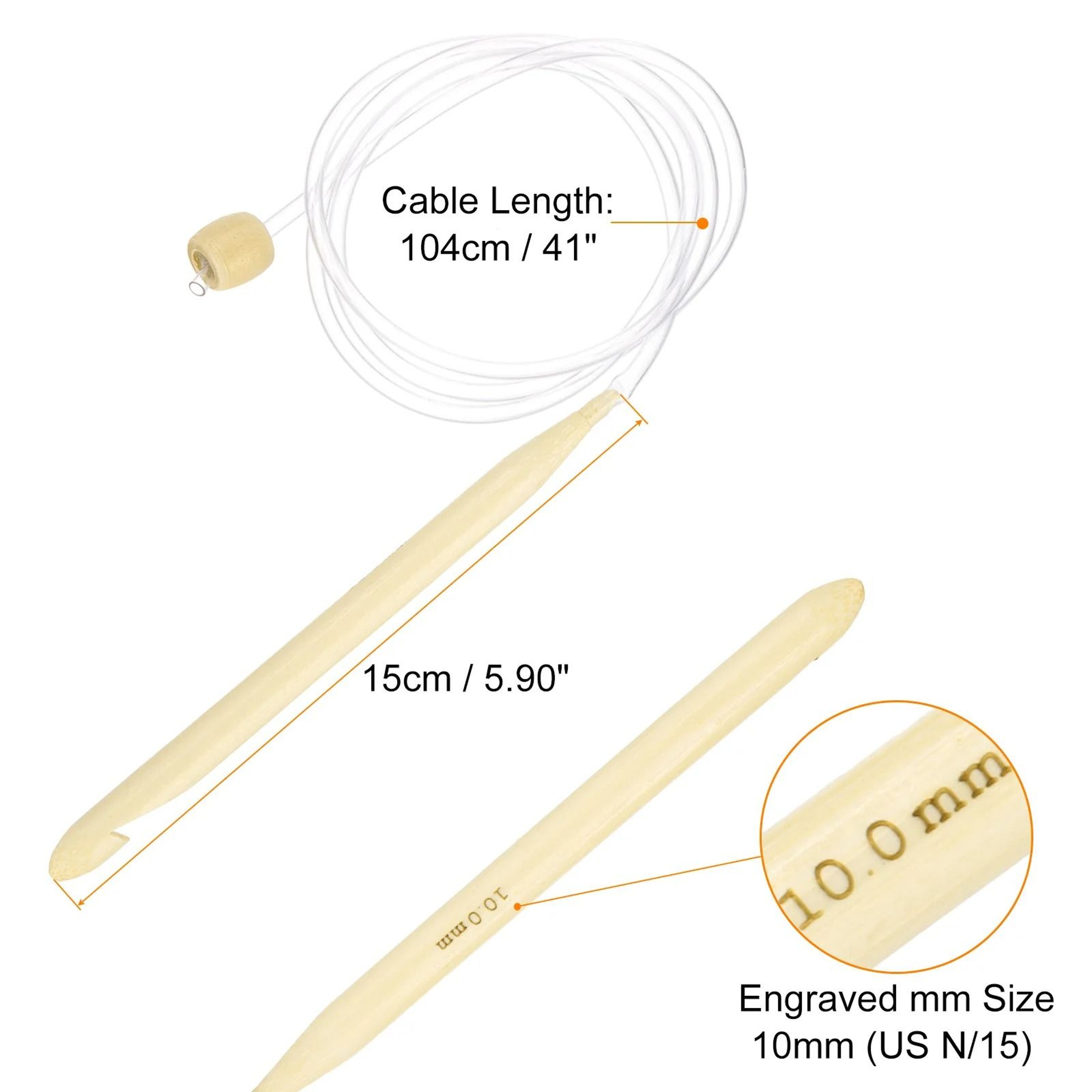 Bamboo Tunisian Crochet Hook With Flexible Cable For Comfortable Yarn Crafting 11