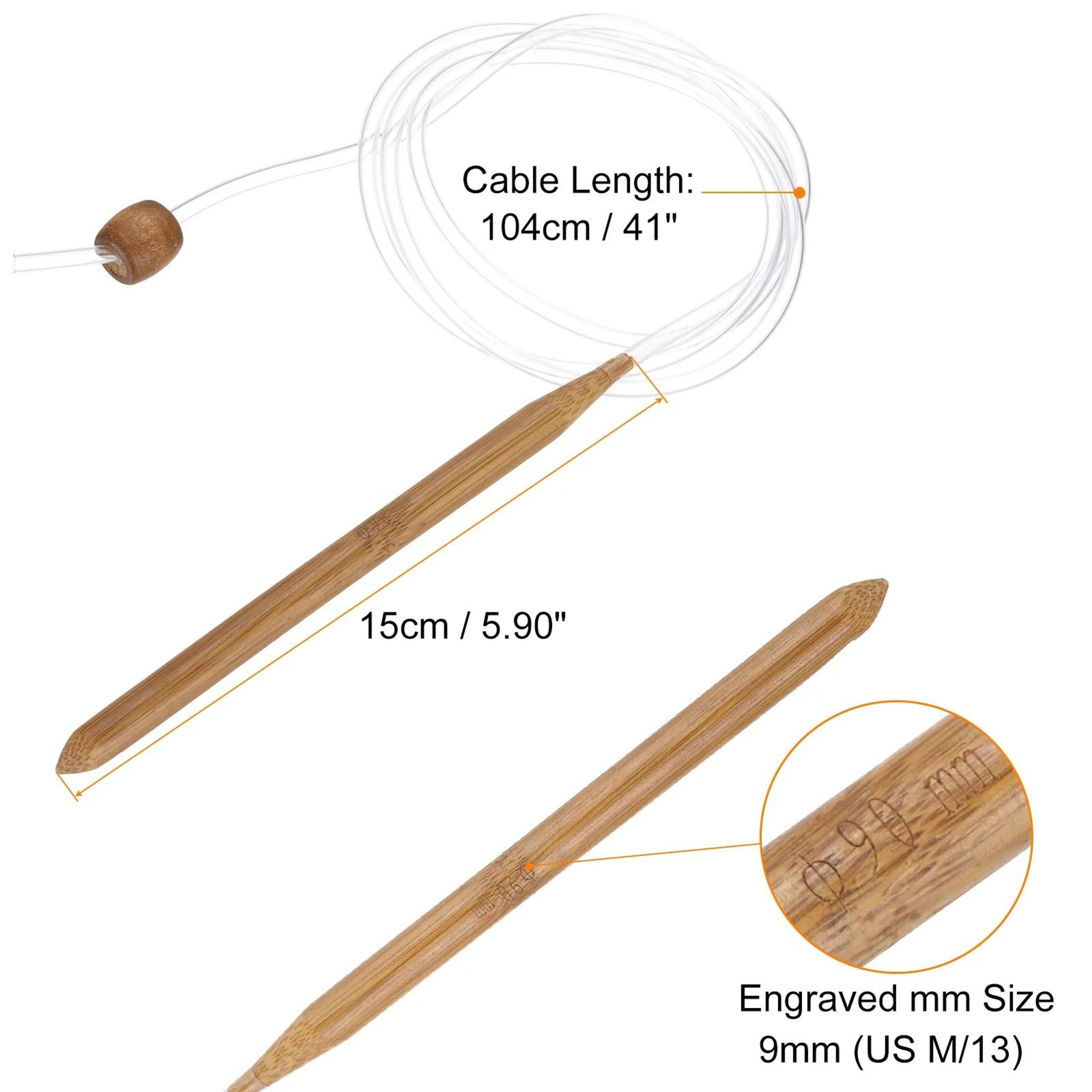 Bamboo Tunisian Crochet Hook With Flexible Cable For Comfortable Yarn Crafting 22