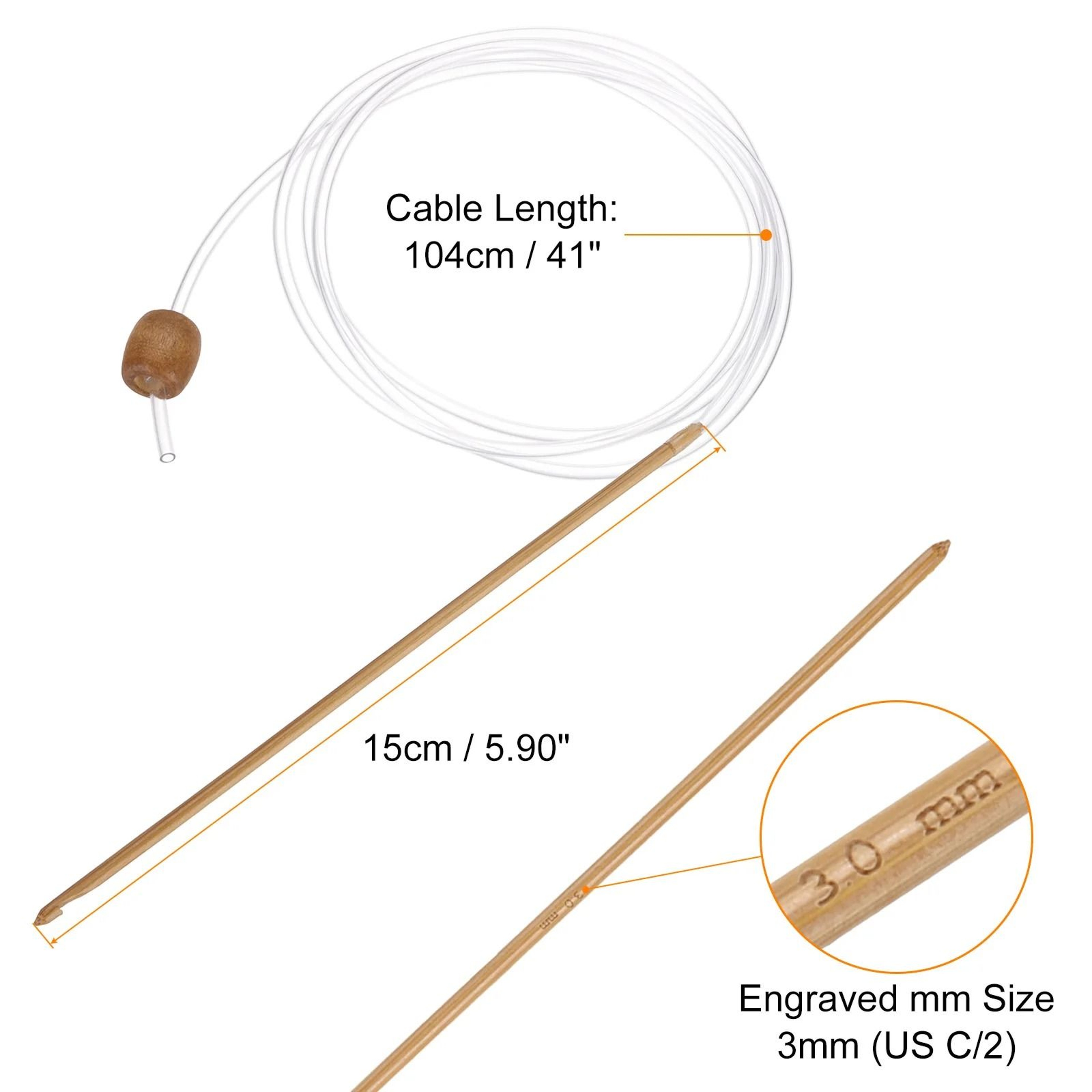 Bamboo Tunisian Crochet Hook With Flexible Cable For Comfortable Yarn Crafting 12