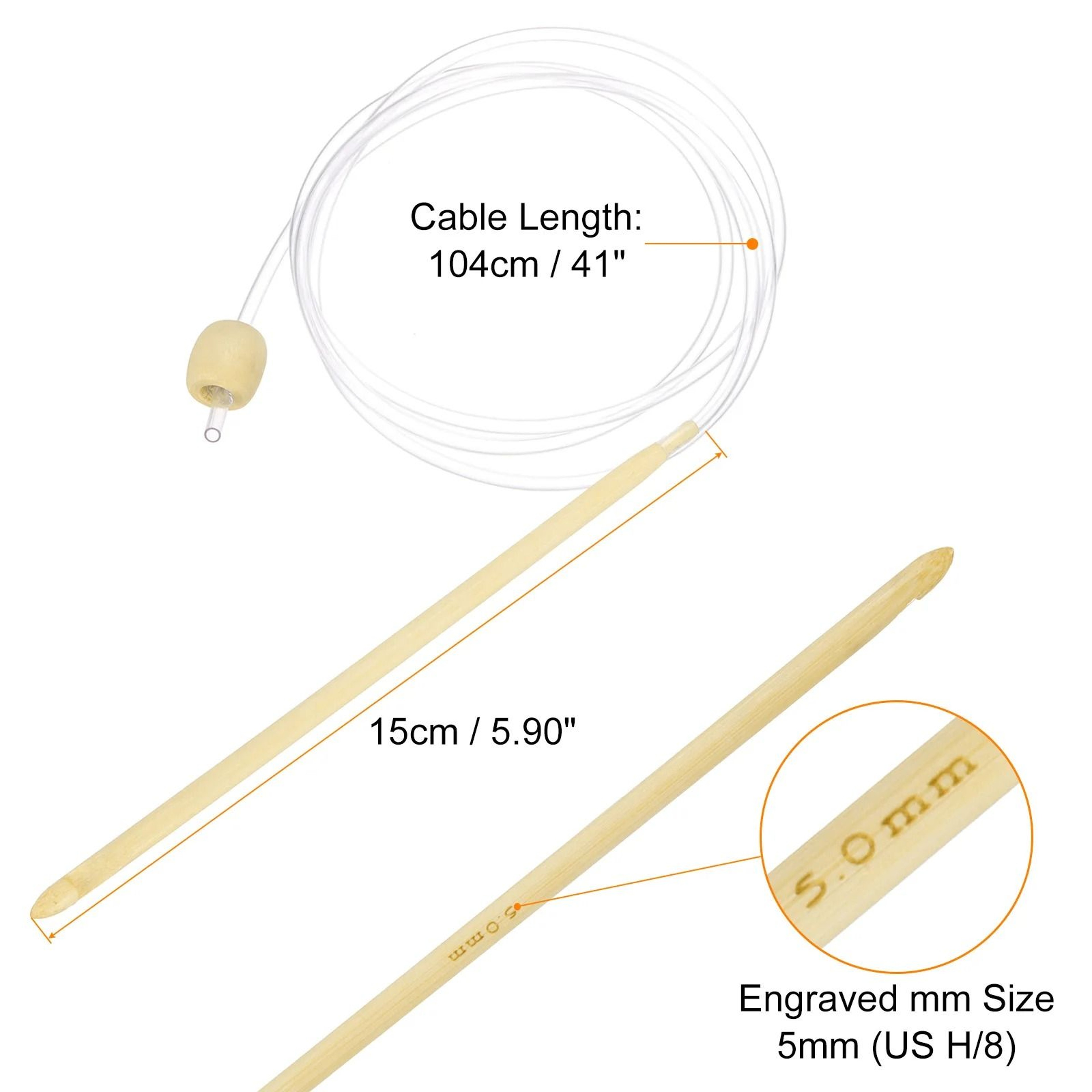 Bamboo Tunisian Crochet Hook With Flexible Cable For Comfortable Yarn Crafting 5