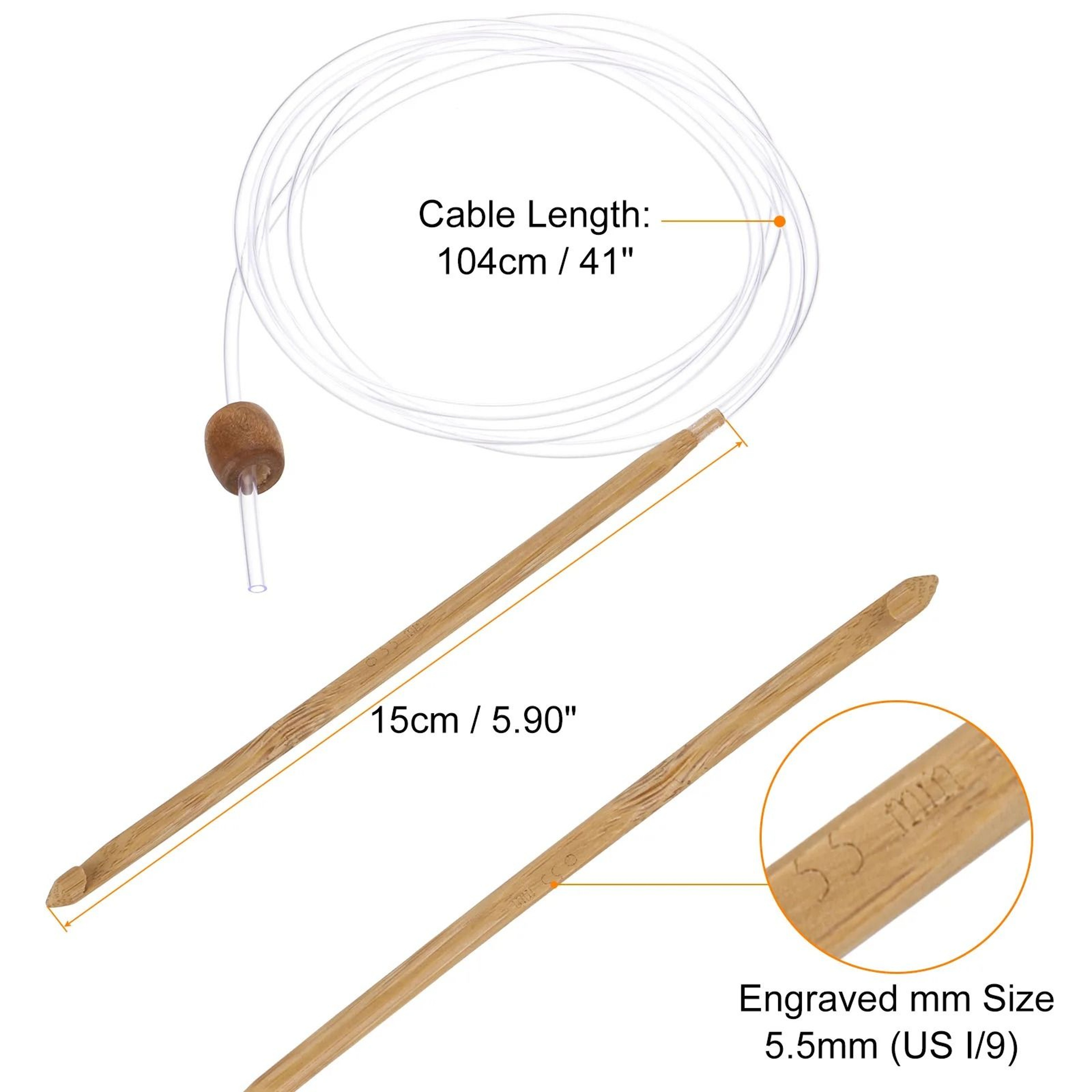 Bamboo Tunisian Crochet Hook With Flexible Cable For Comfortable Yarn Crafting 17