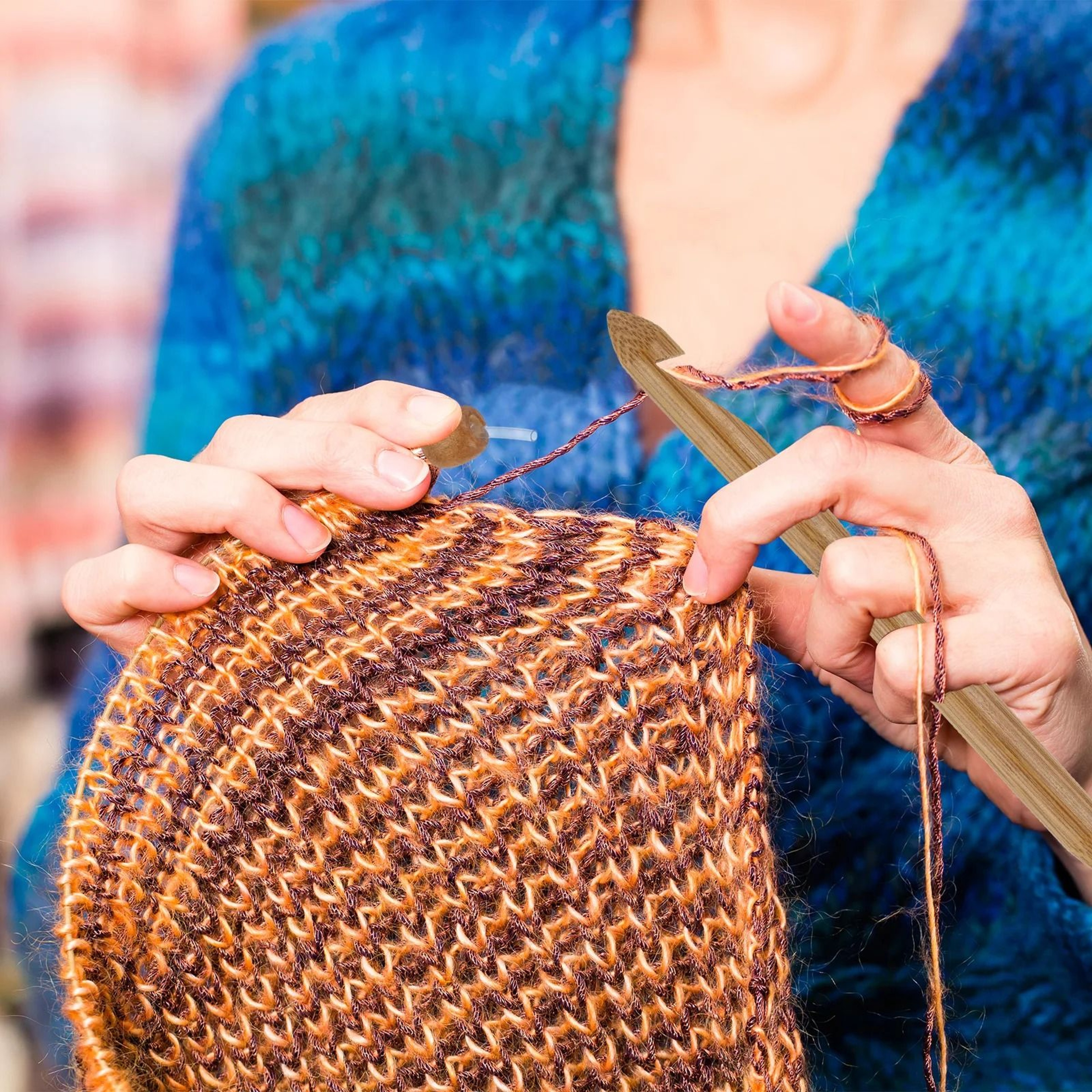 Bamboo Tunisian Crochet Hook With Flexible Cable For Comfortable Yarn Crafting 0