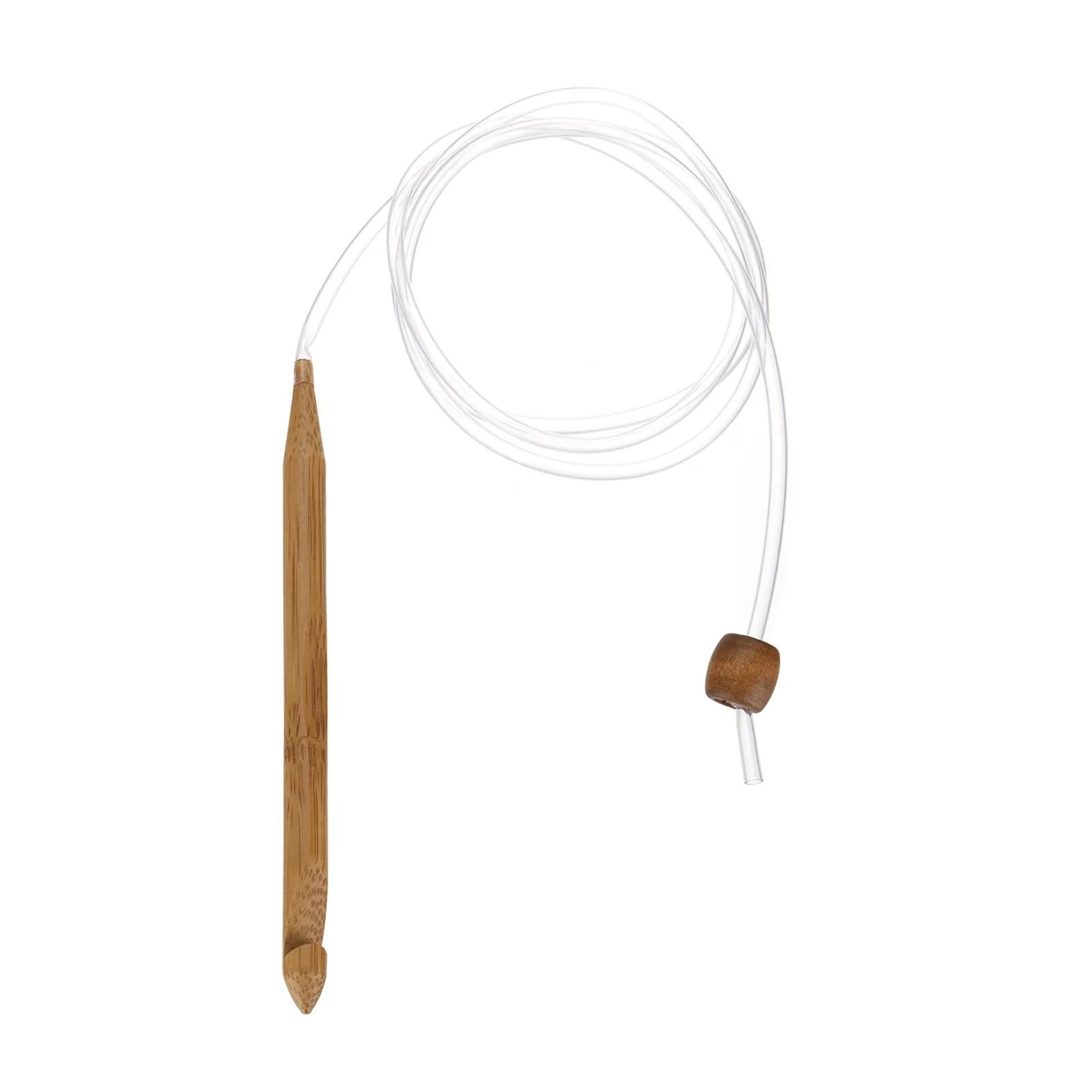 Bamboo Tunisian Crochet Hook With Flexible Cable For Comfortable Yarn Crafting 24