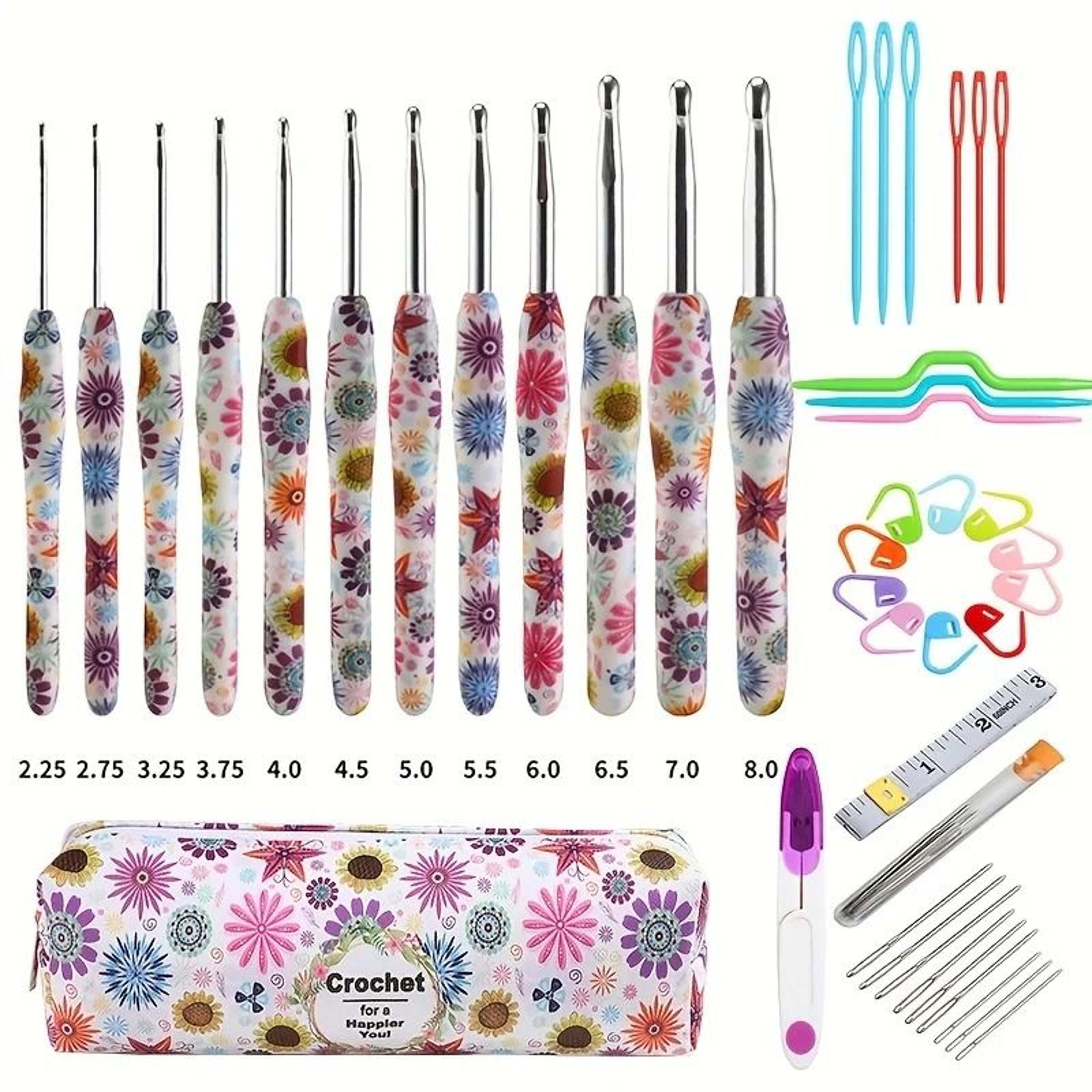 Multicolor Crochet Hook Set For Comfortable Knitting Weaving Yarn Craft Projects 21