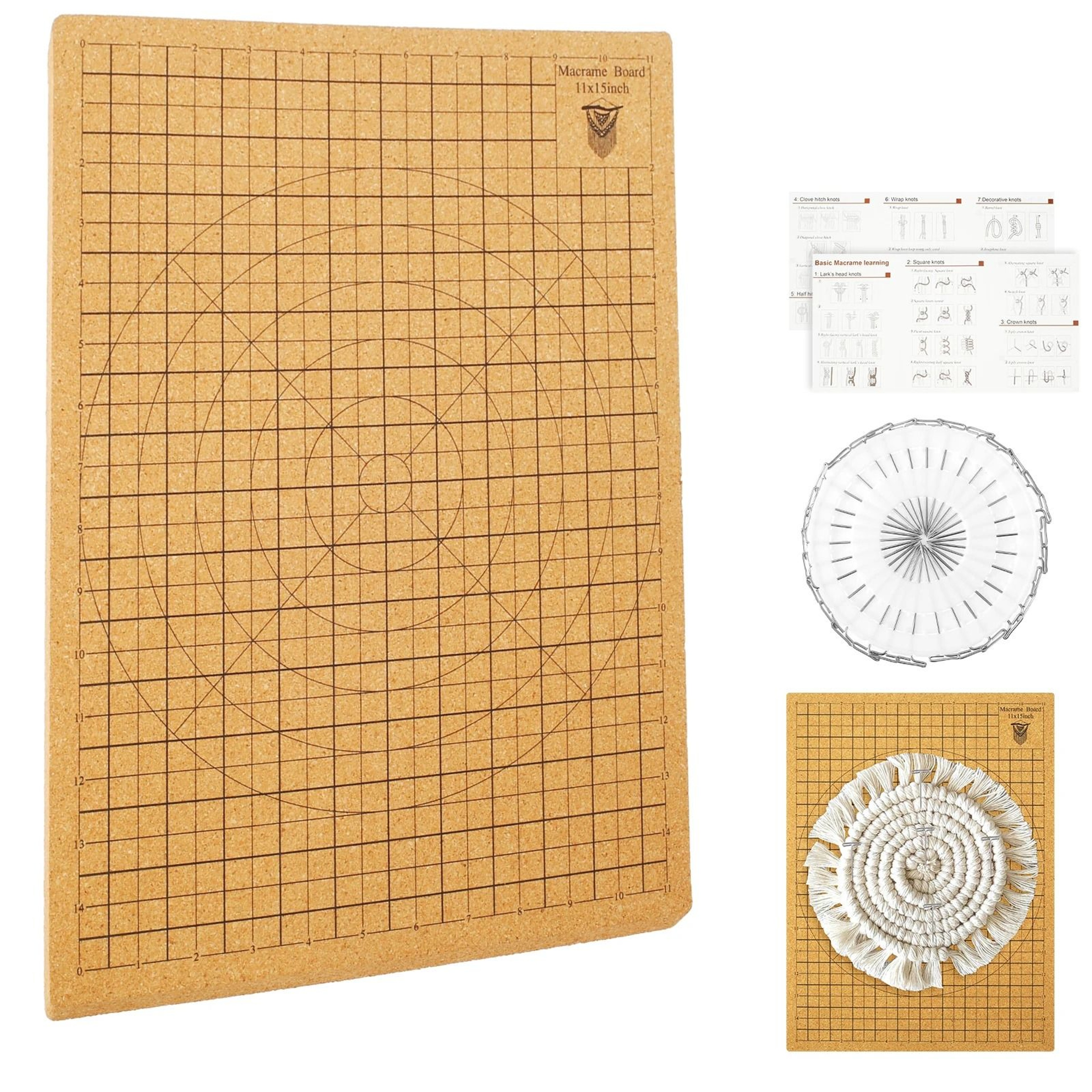 Double Sided Macrame Board With Grid And T Pins Craft Kit 11