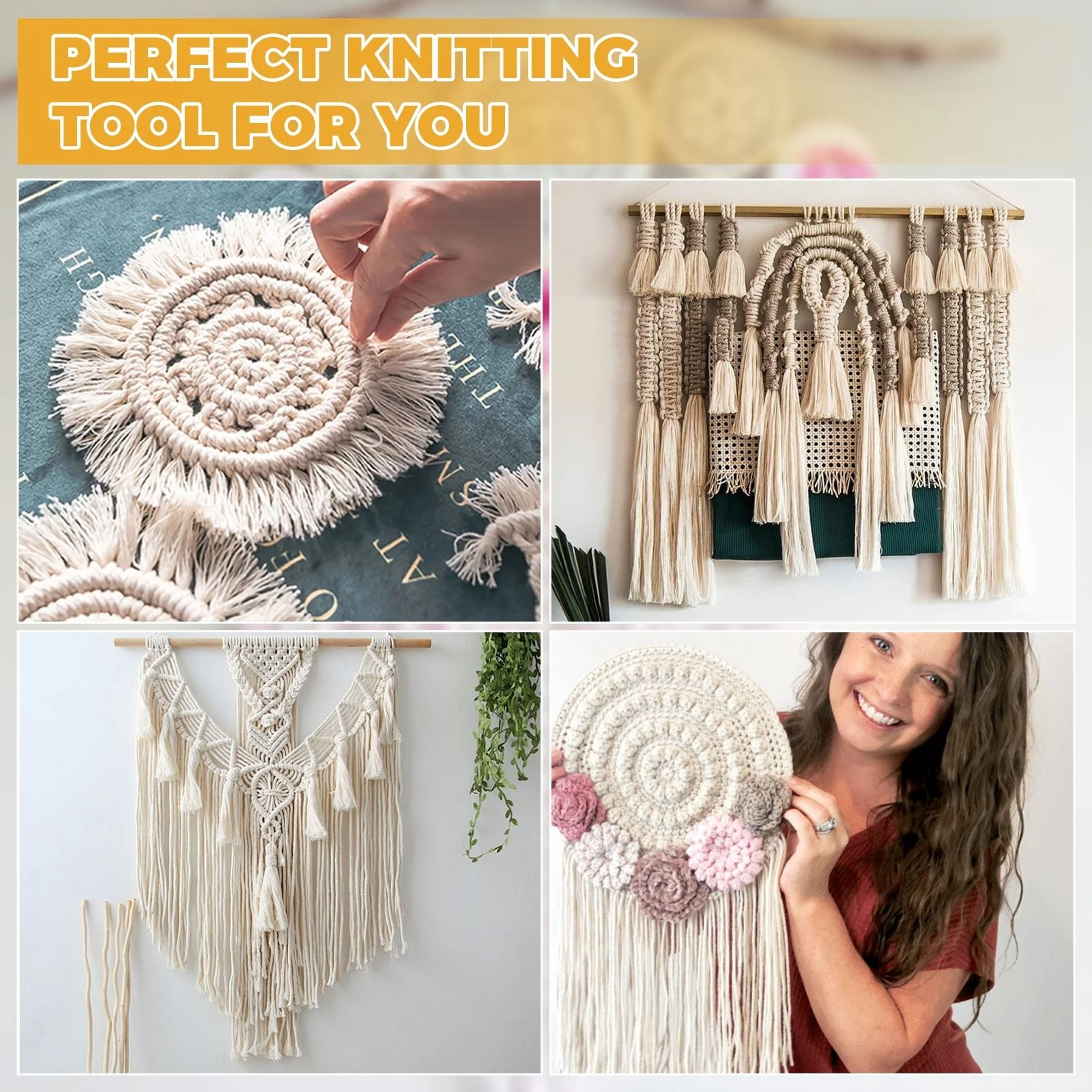 Double Sided Macrame Board With Grid And T Pins Craft Kit 7