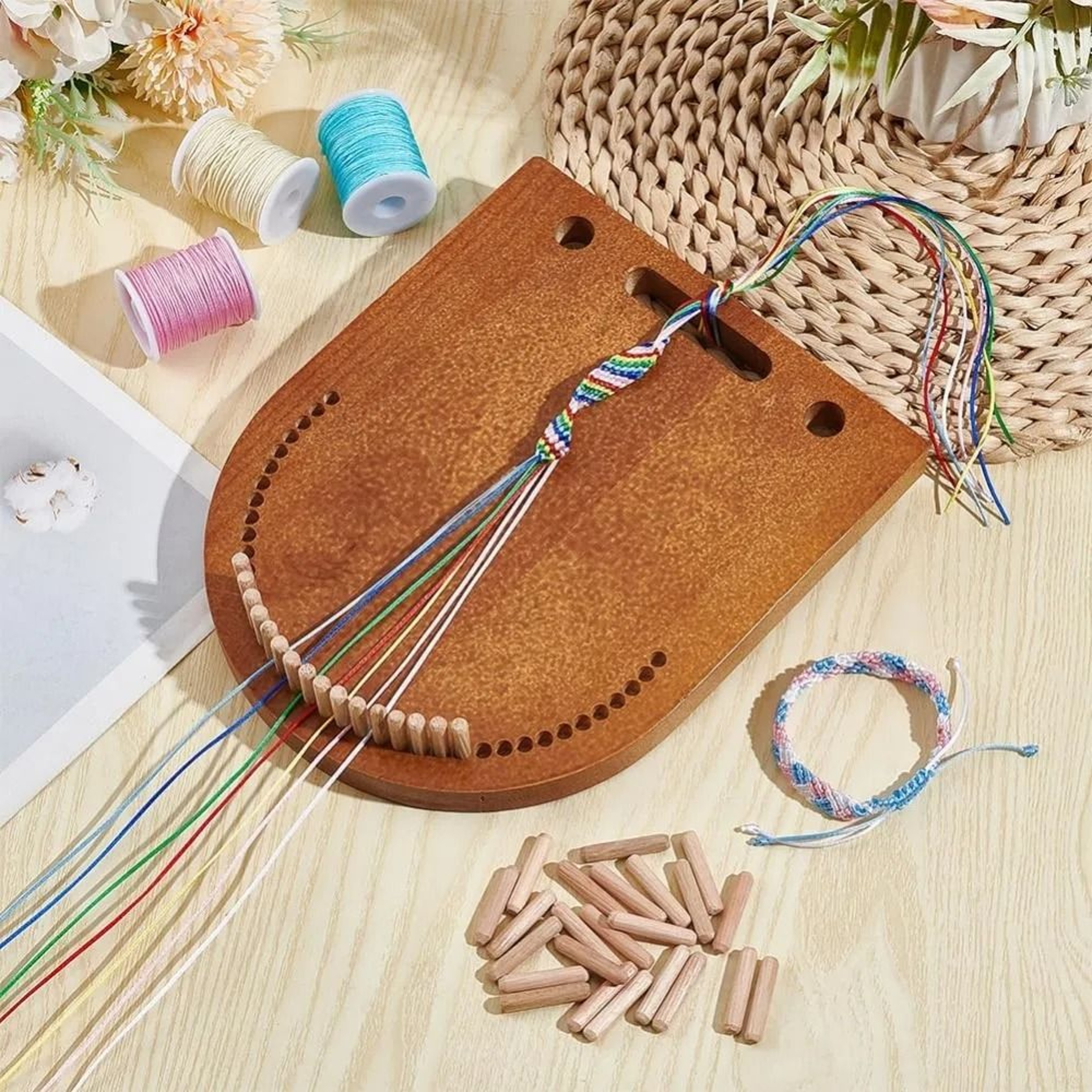 Wooden Bracelet Maker Tool For Easy Multicord Friendship Jewelry Braiding Projects 0