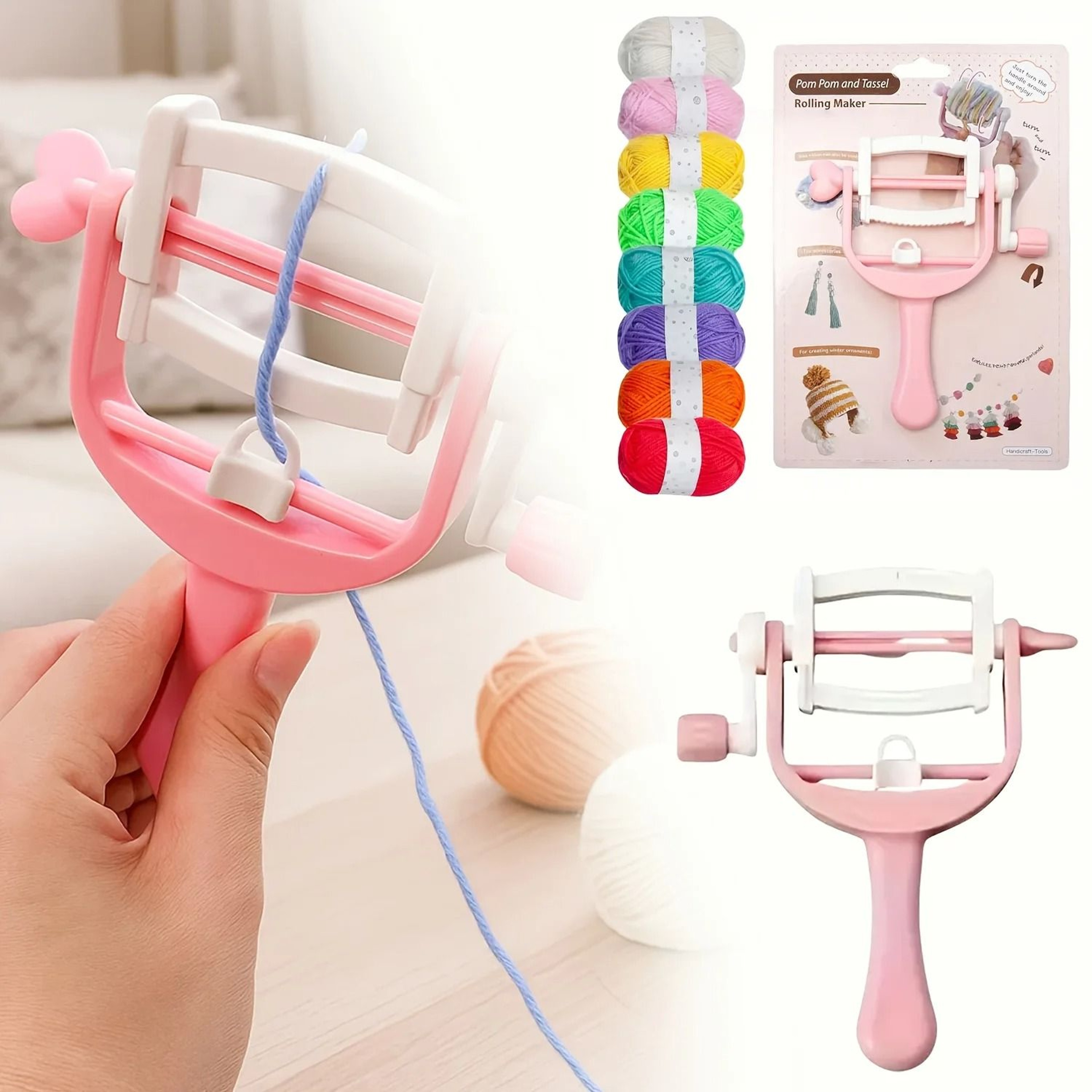 Hand Crank Pom Pom Maker For Fast Yarn Fringe Craft Projects 0