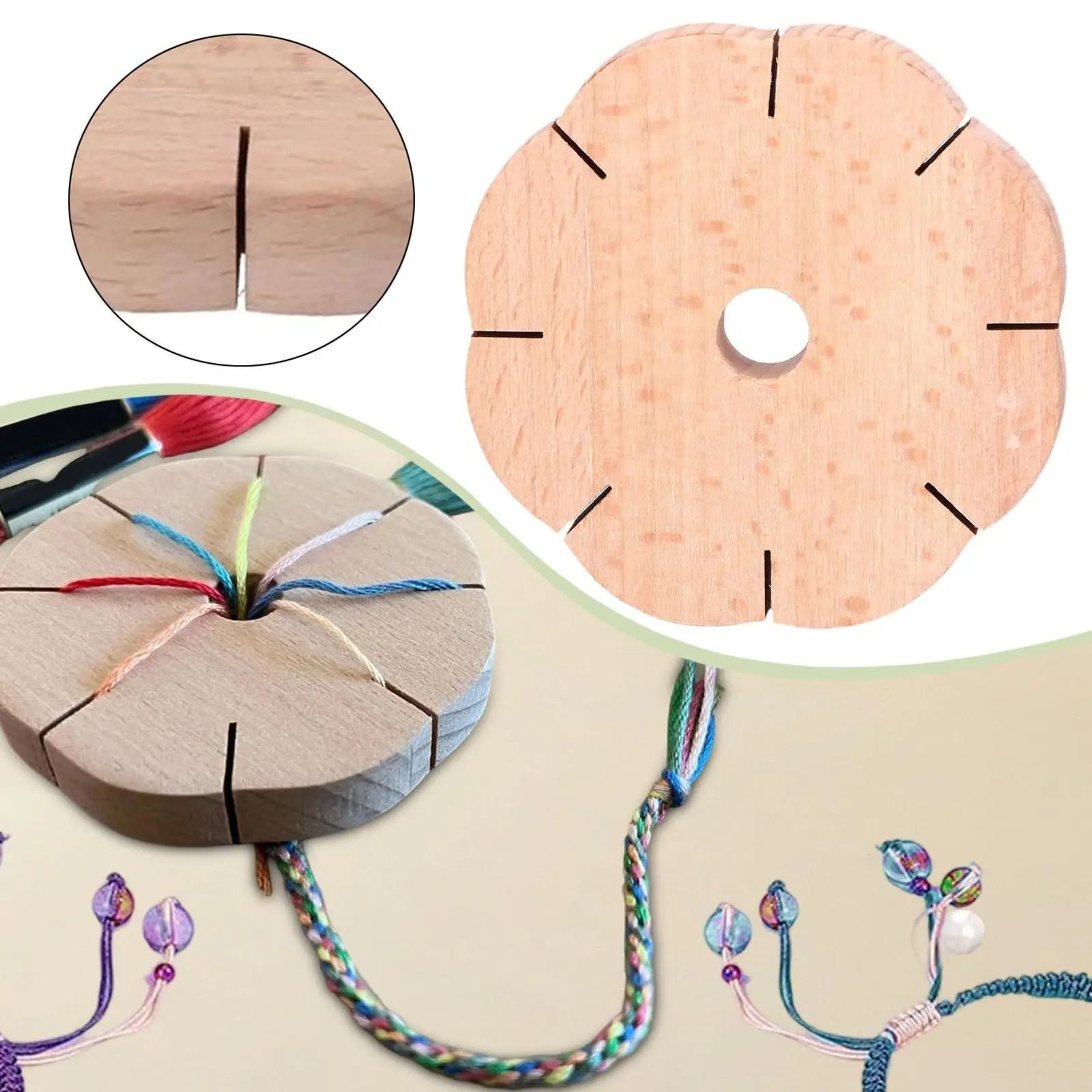 Wooden Kumihimo Braiding Disc For Easy Bracelet Anklet Jewelry Making Projects 0