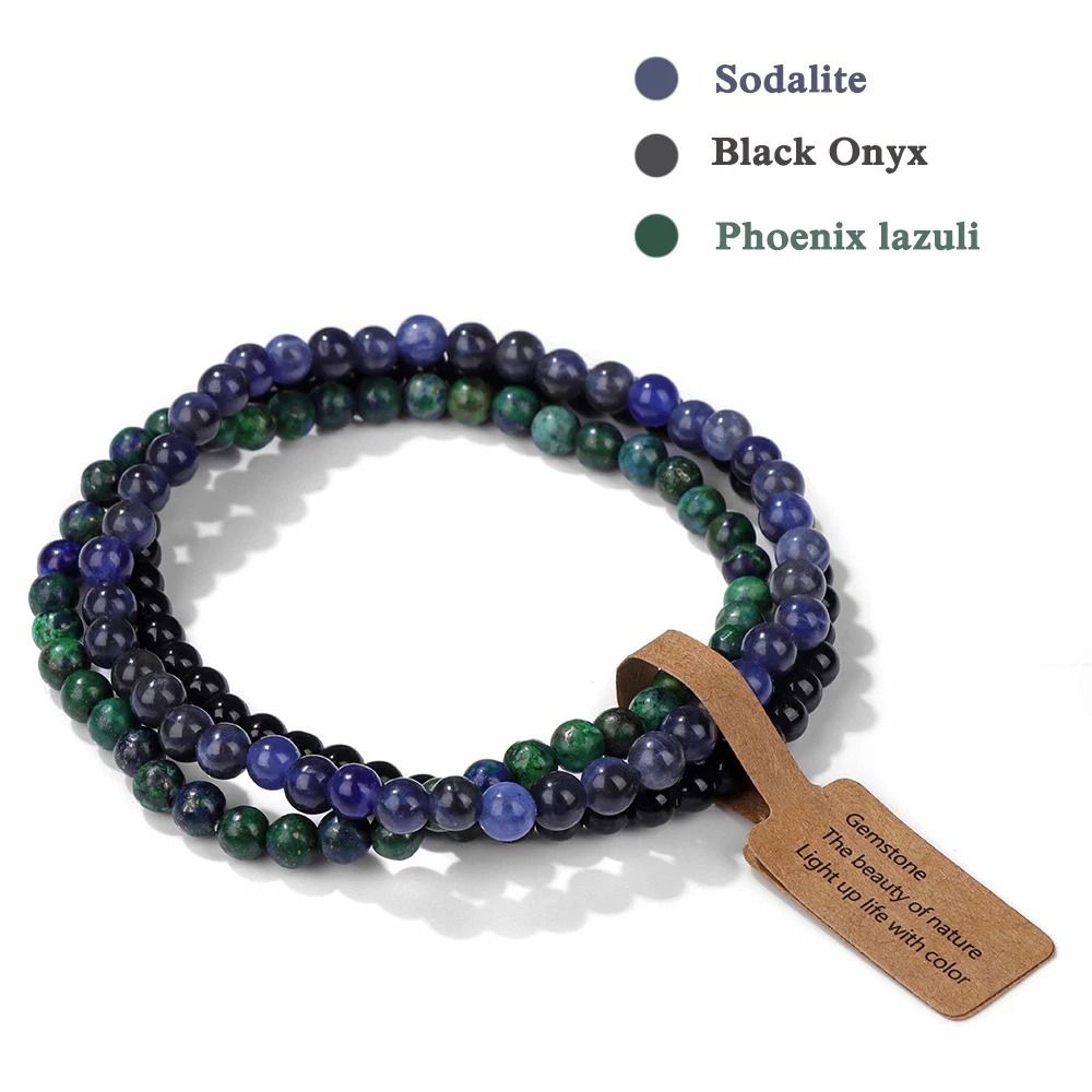 Three Piece Natural Stone Bead Bracelet Set For Effortless Layered Style 6