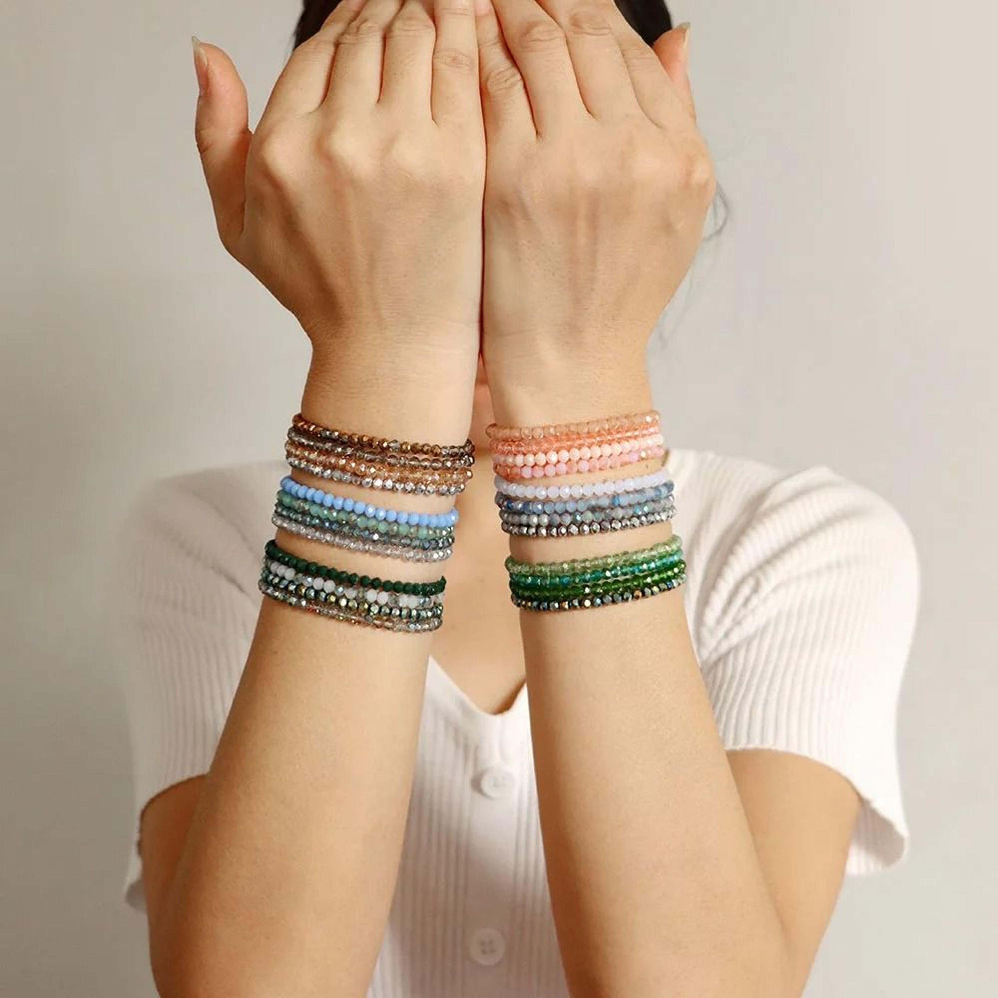 Colorful Faceted Crystal Bead Bracelet For Effortless Everyday Matching Couple Style 14