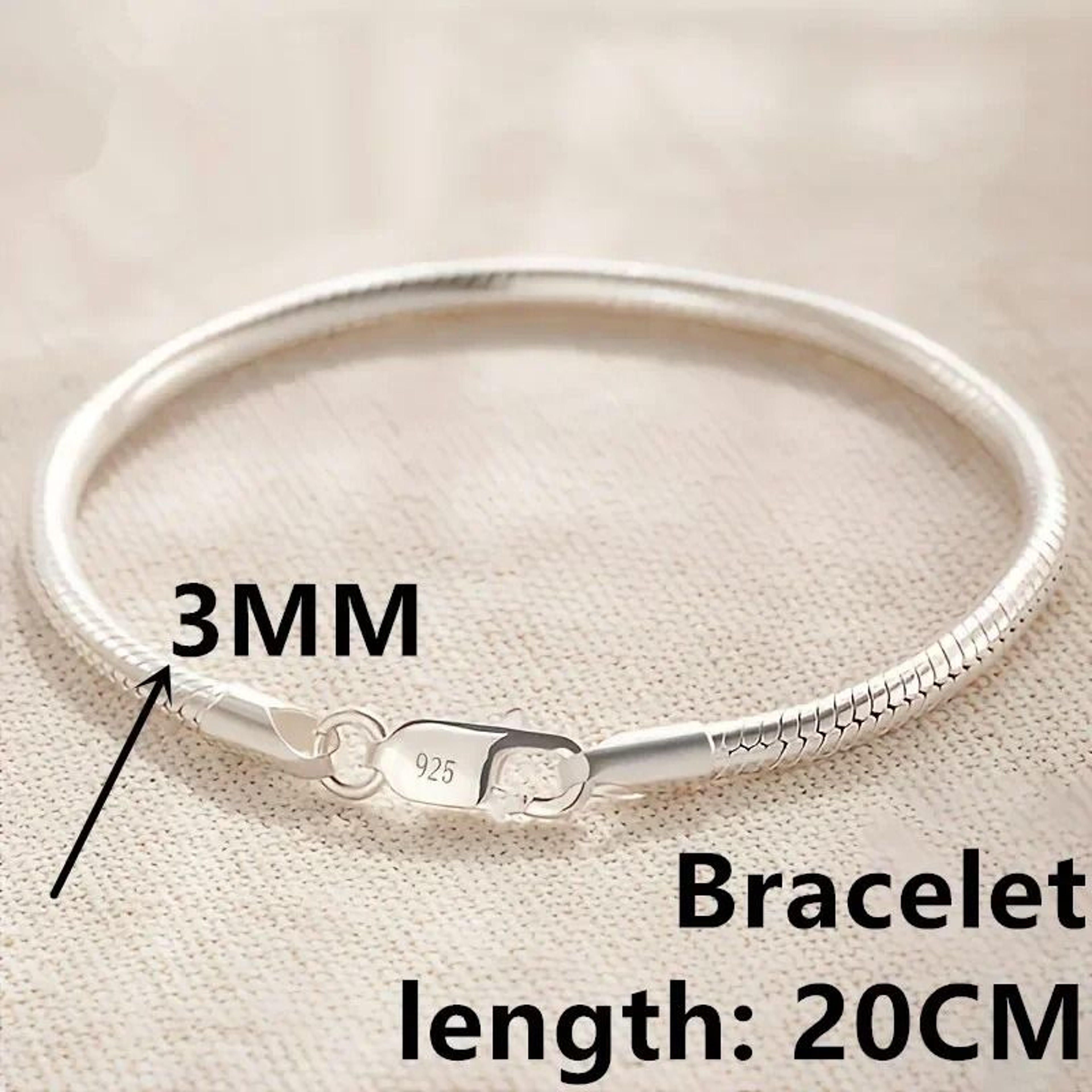 Elegant 925 Sterling Silver Snake Chain Bracelet For Effortless Evening Style 1