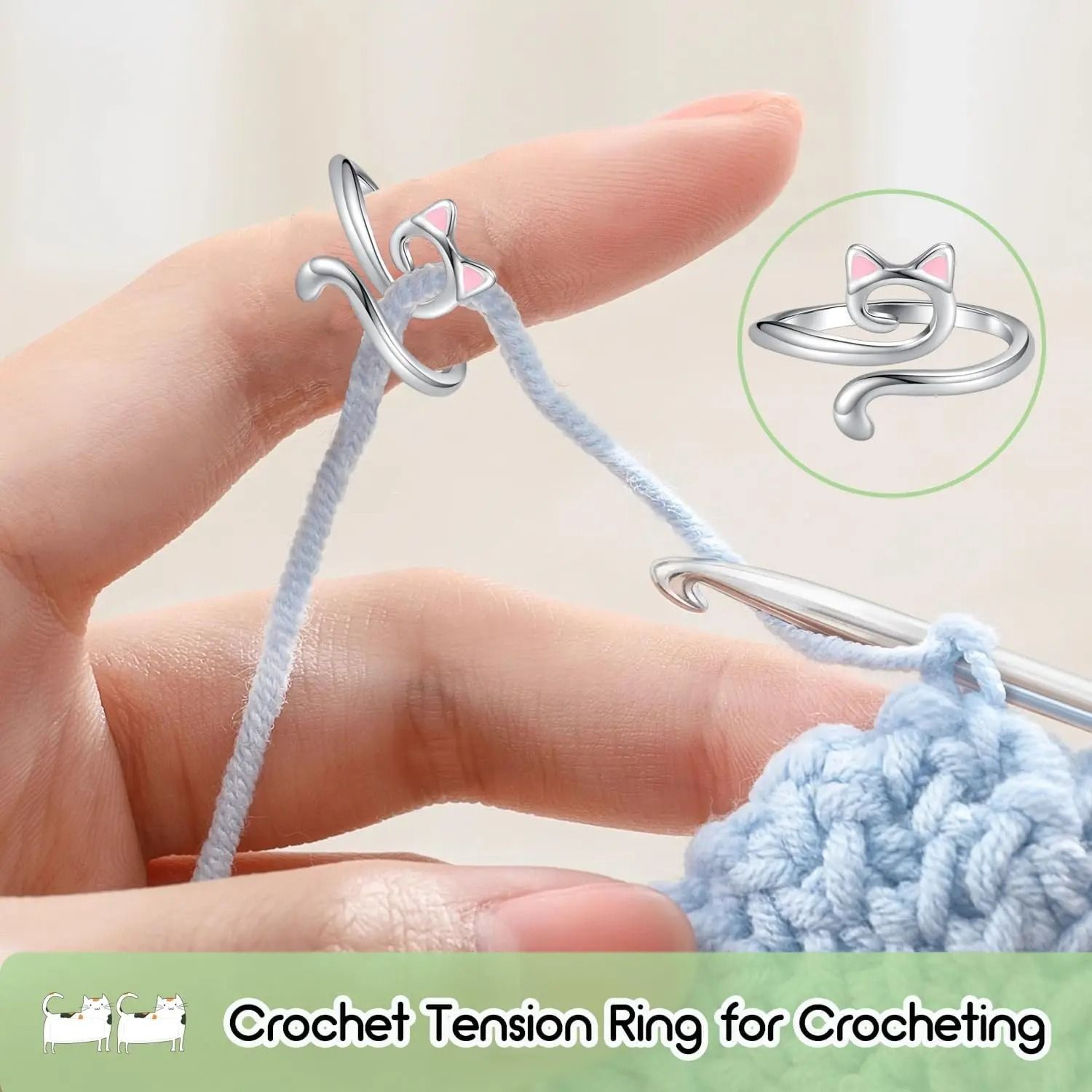 Adjustable Cat Crochet Tension Ring Yarn Guide For Smoother Consistent Stitches 10