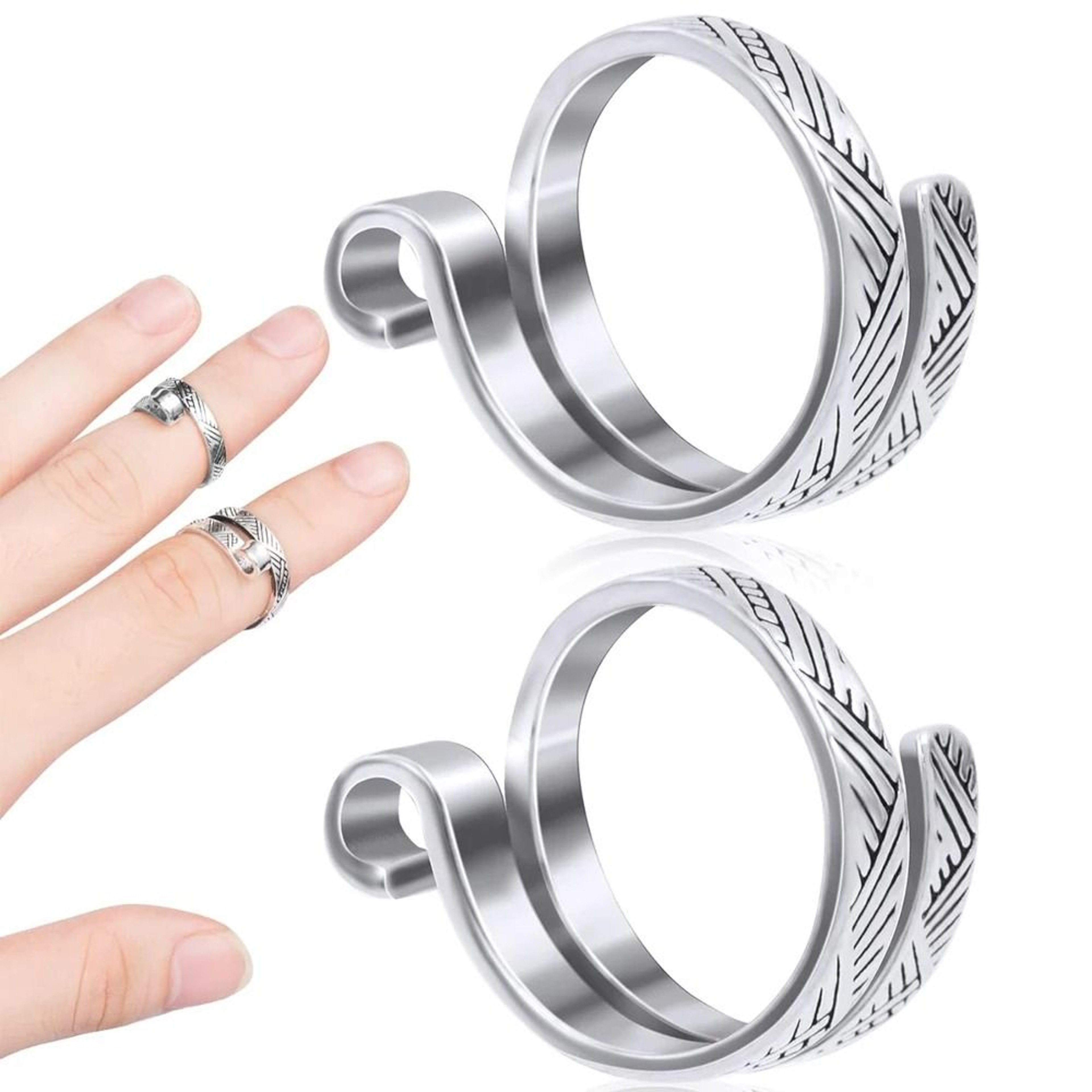 Two Piece Adjustable Metal Crochet Loop Rings For Smooth Yarn Guidance 4
