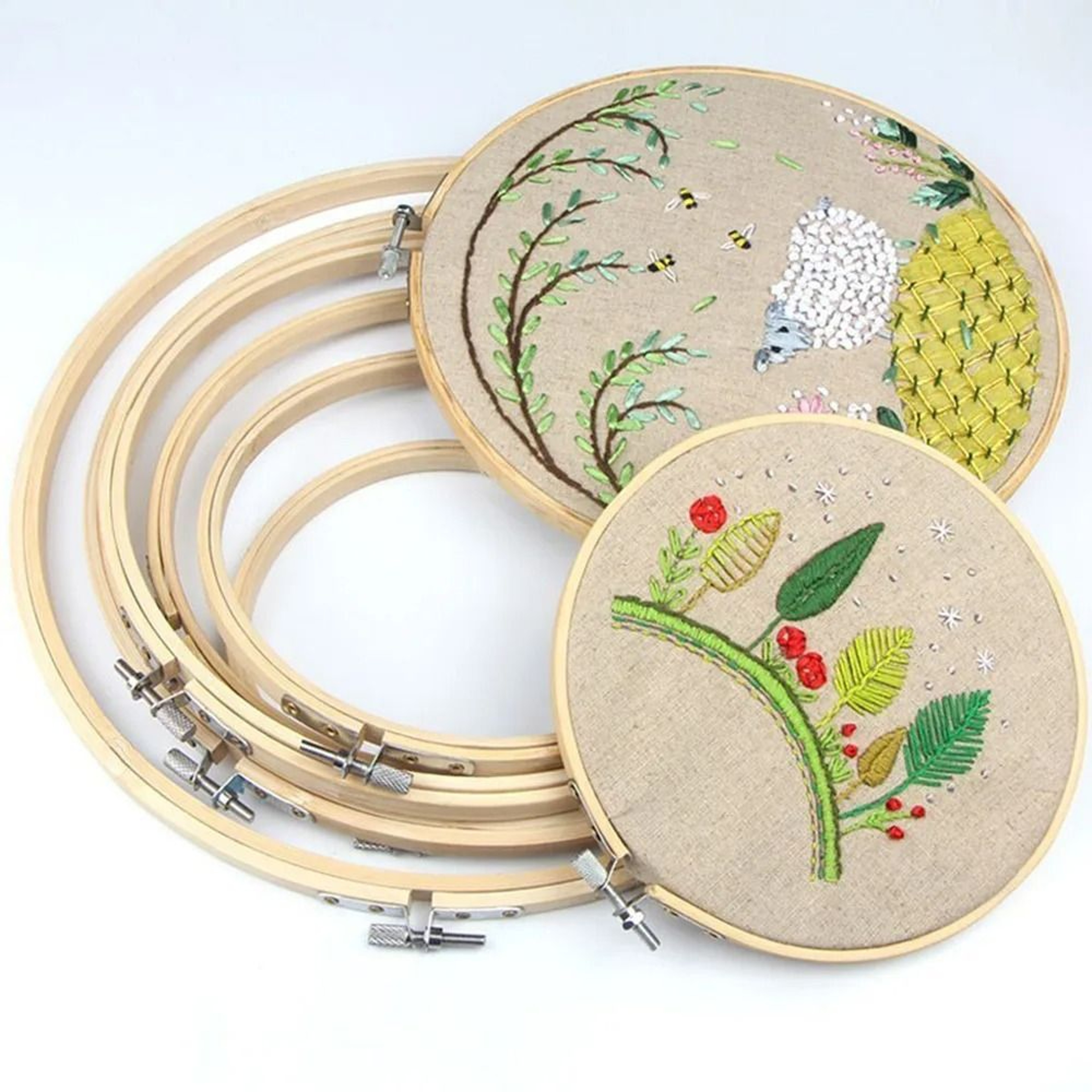 Adjustable Bamboo Embroidery Hoop Ring For Cross Stitch And Needlecraft Projects 11