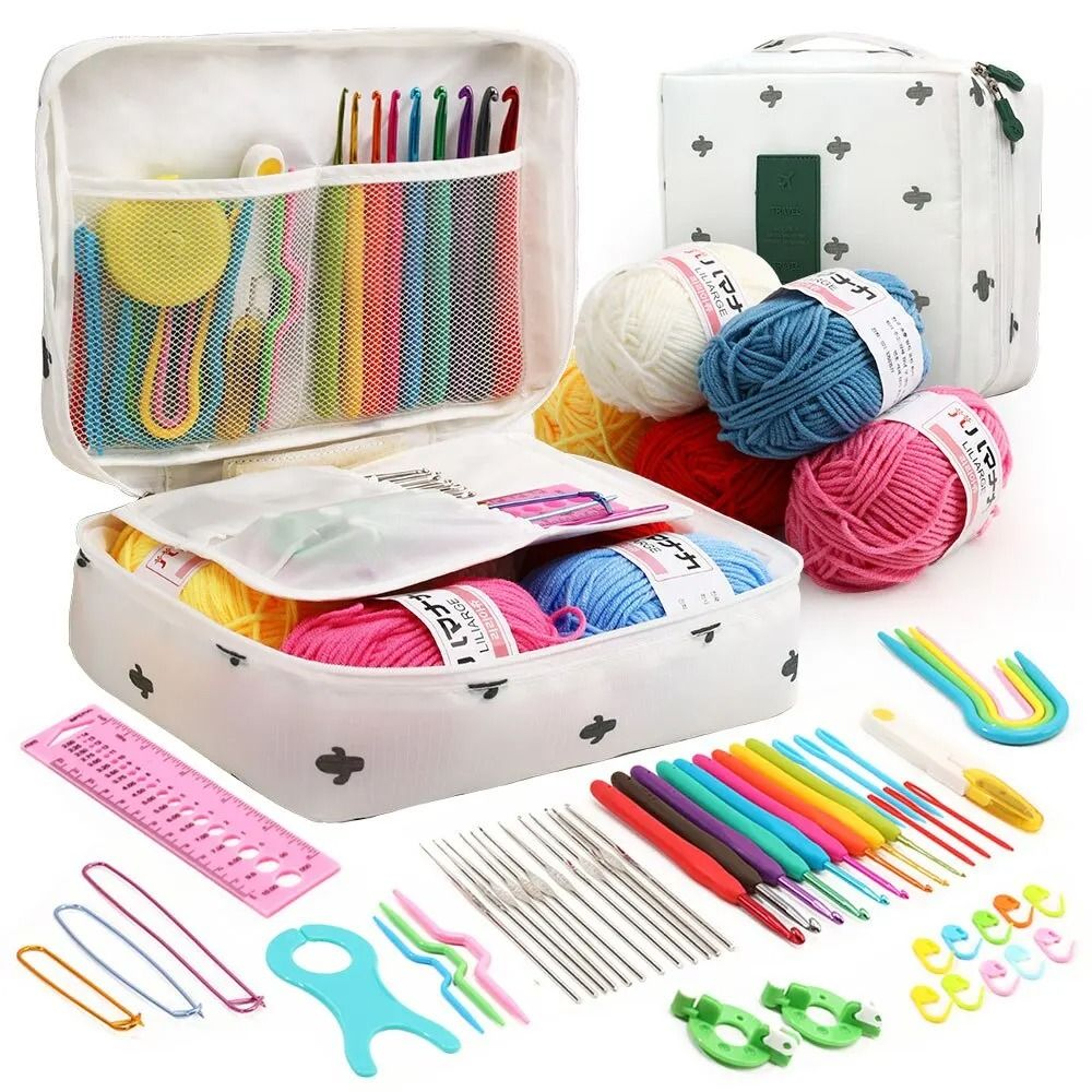 53 Piece Beginner Crochet Kit With Colorful Portable Storage Case Included 11
