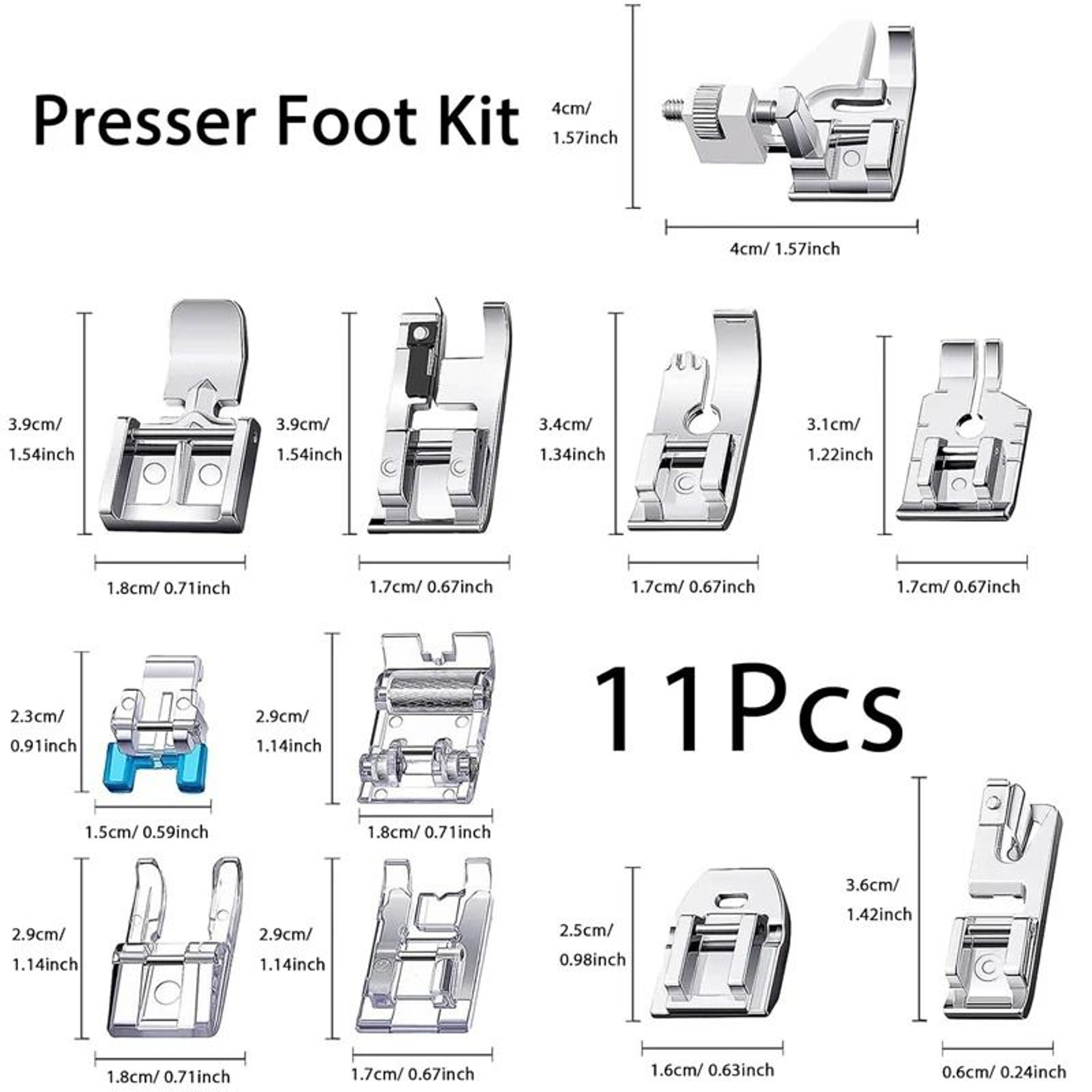 Versatile Eleven Piece Presser Foot Kit For Domestic Sewing Machine Projects 1