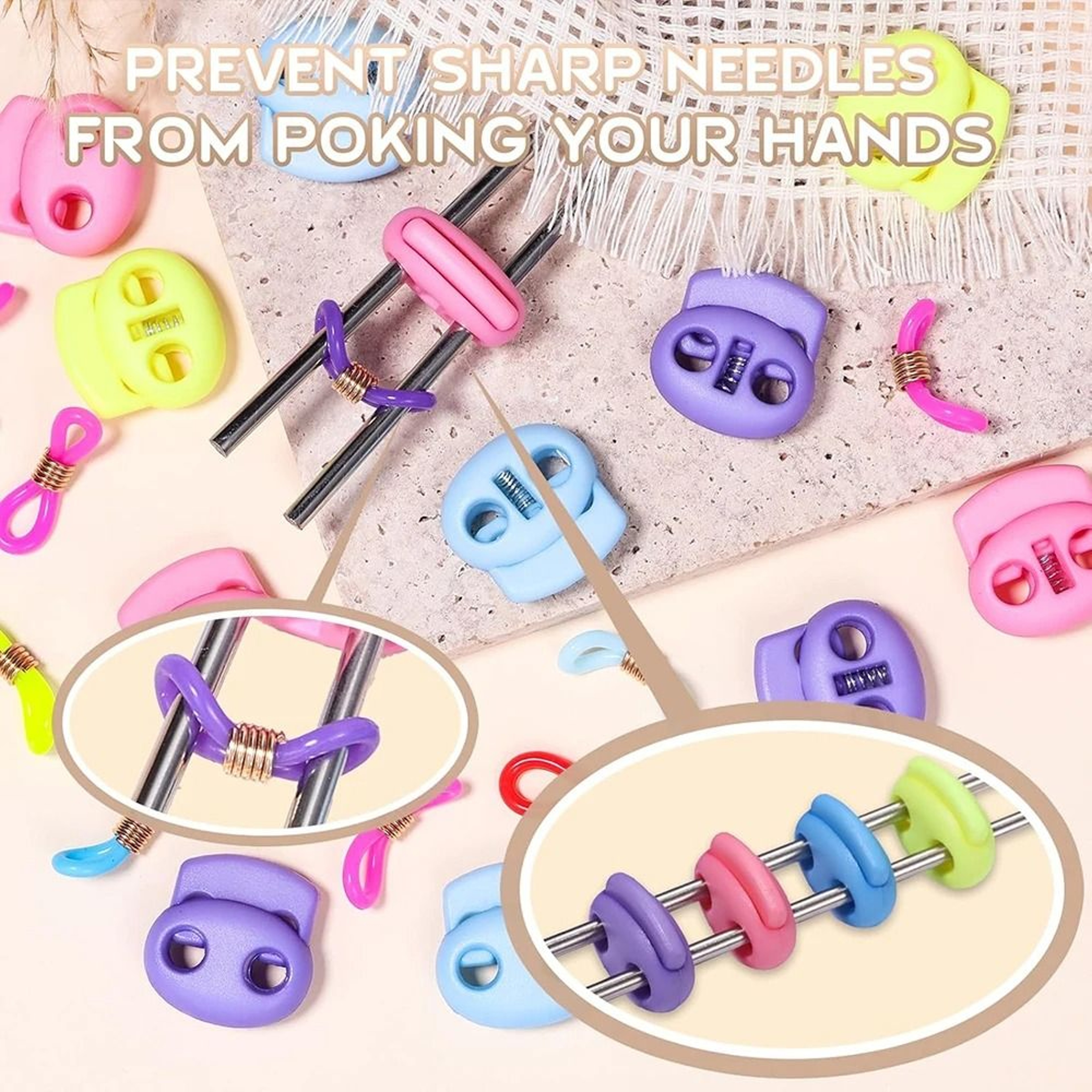 32 Piece Silicone Knitting Needle Stoppers And Point Protectors 2