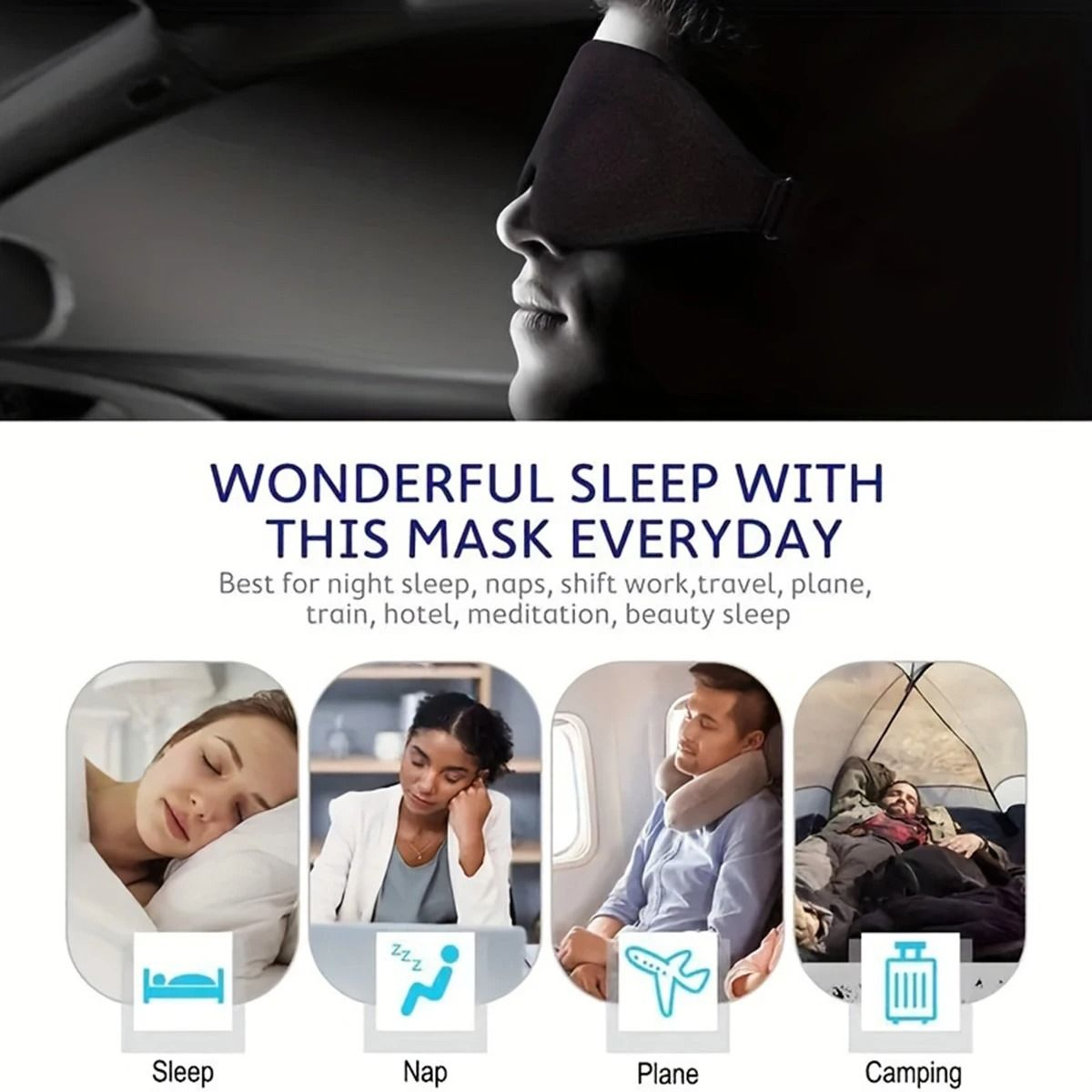 Contoured Blackout Sleep Eye Mask With Pressure Free Eye Cups 6