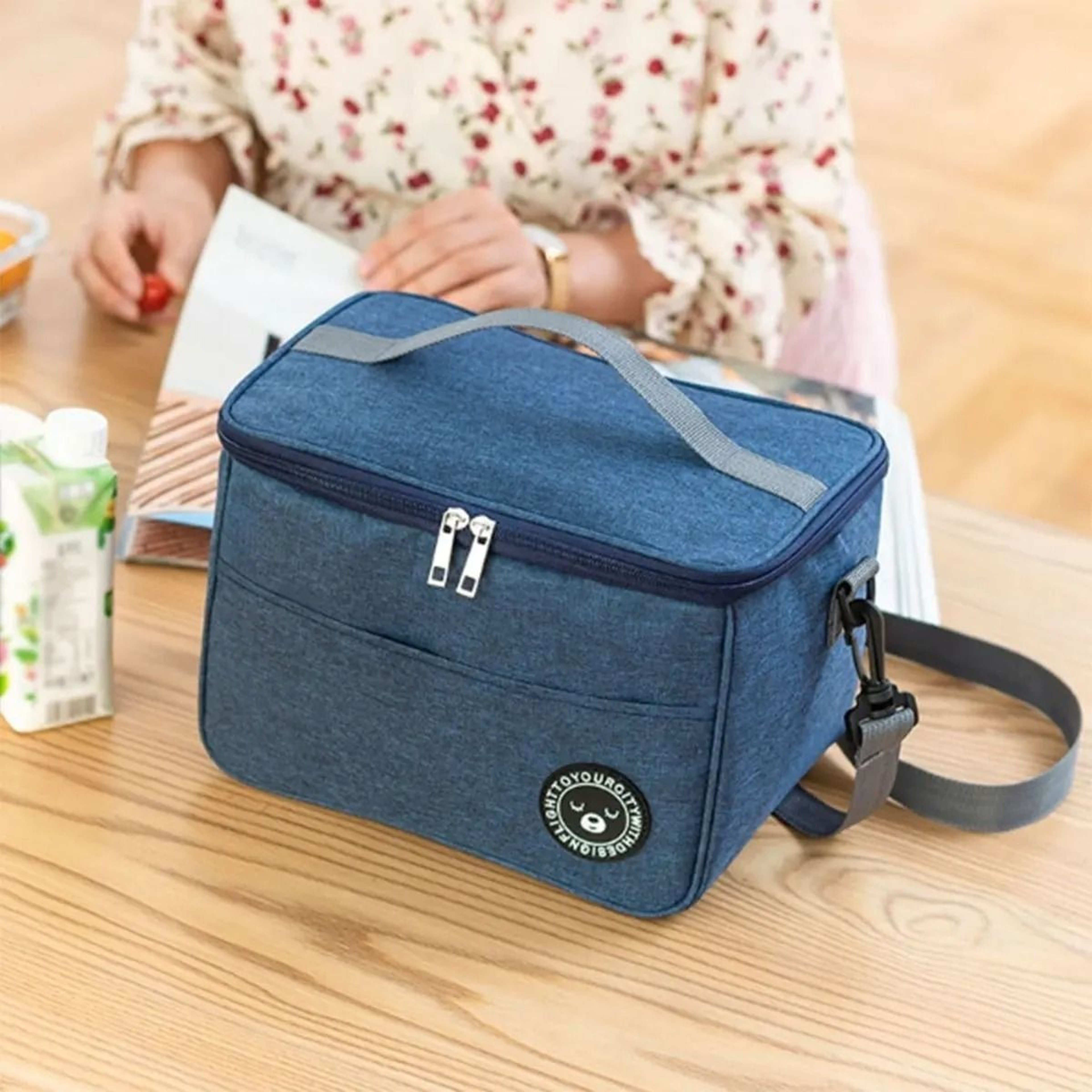 Insulated Bento Lunch Bag With Foil Lining And Shoulder Strap 0