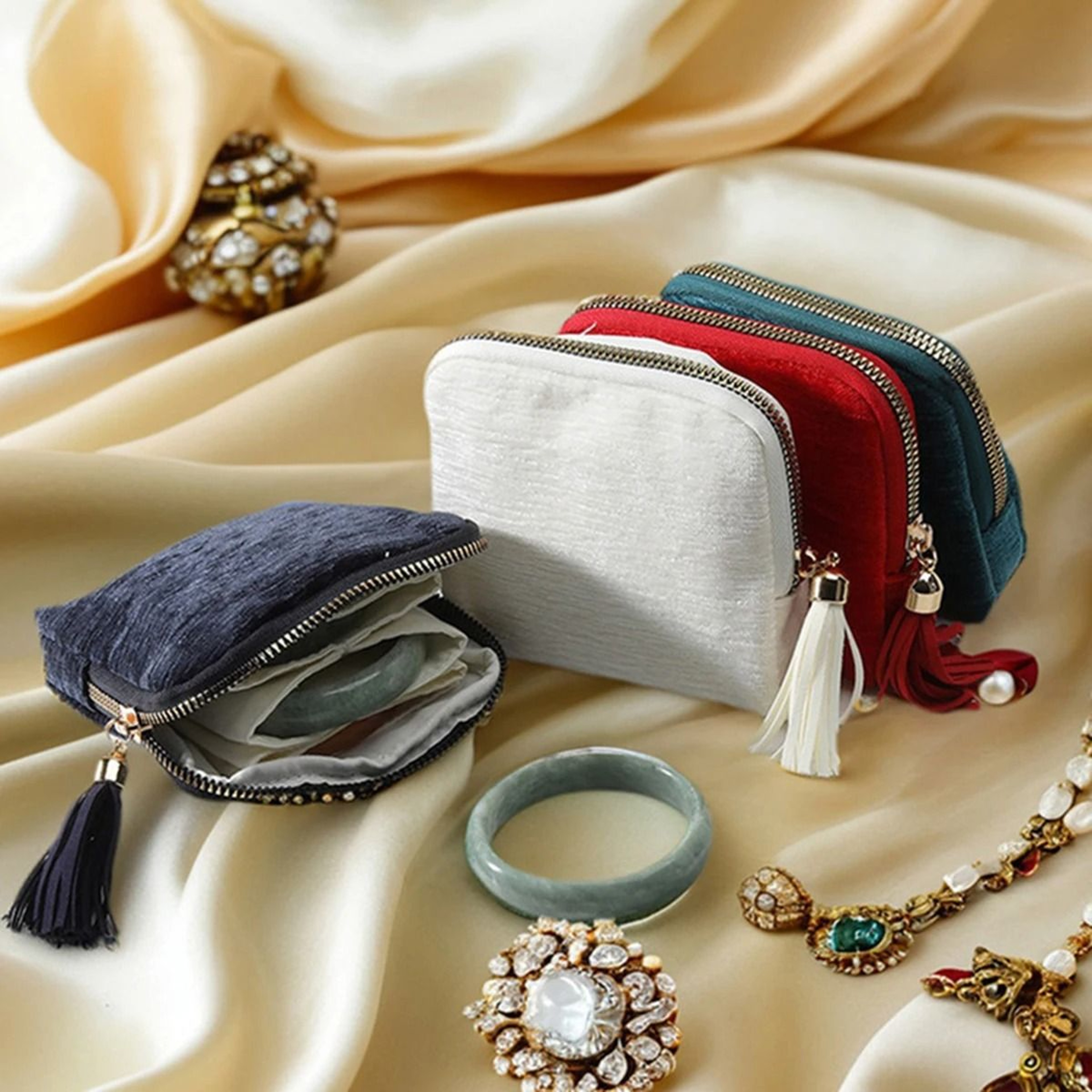 Five Layer Velvet Travel Jewelry Organizer For Rings Watches And Bracelets 6