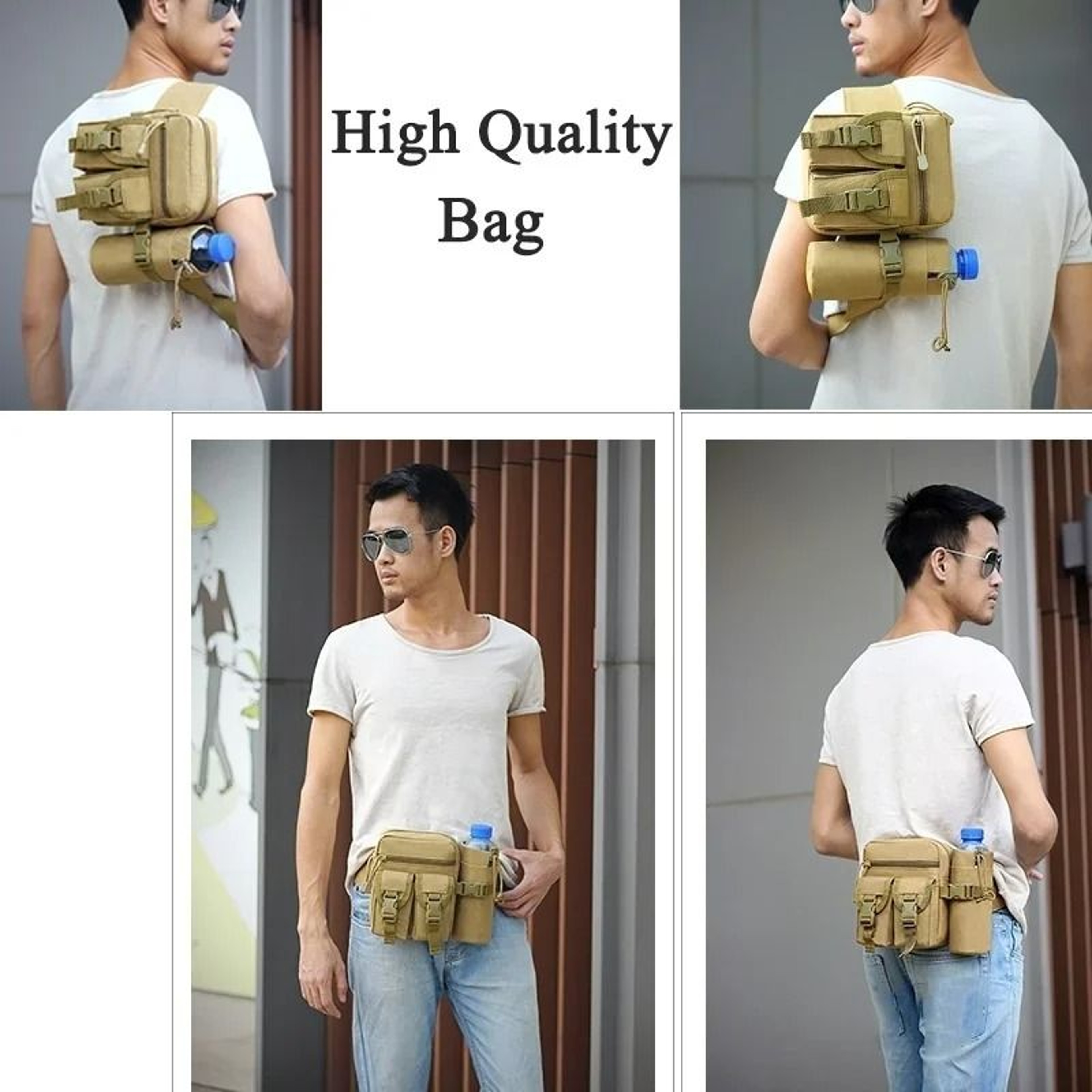 Tactical Hiking Waist Pack With Water Bottle And Phone Pouches 5