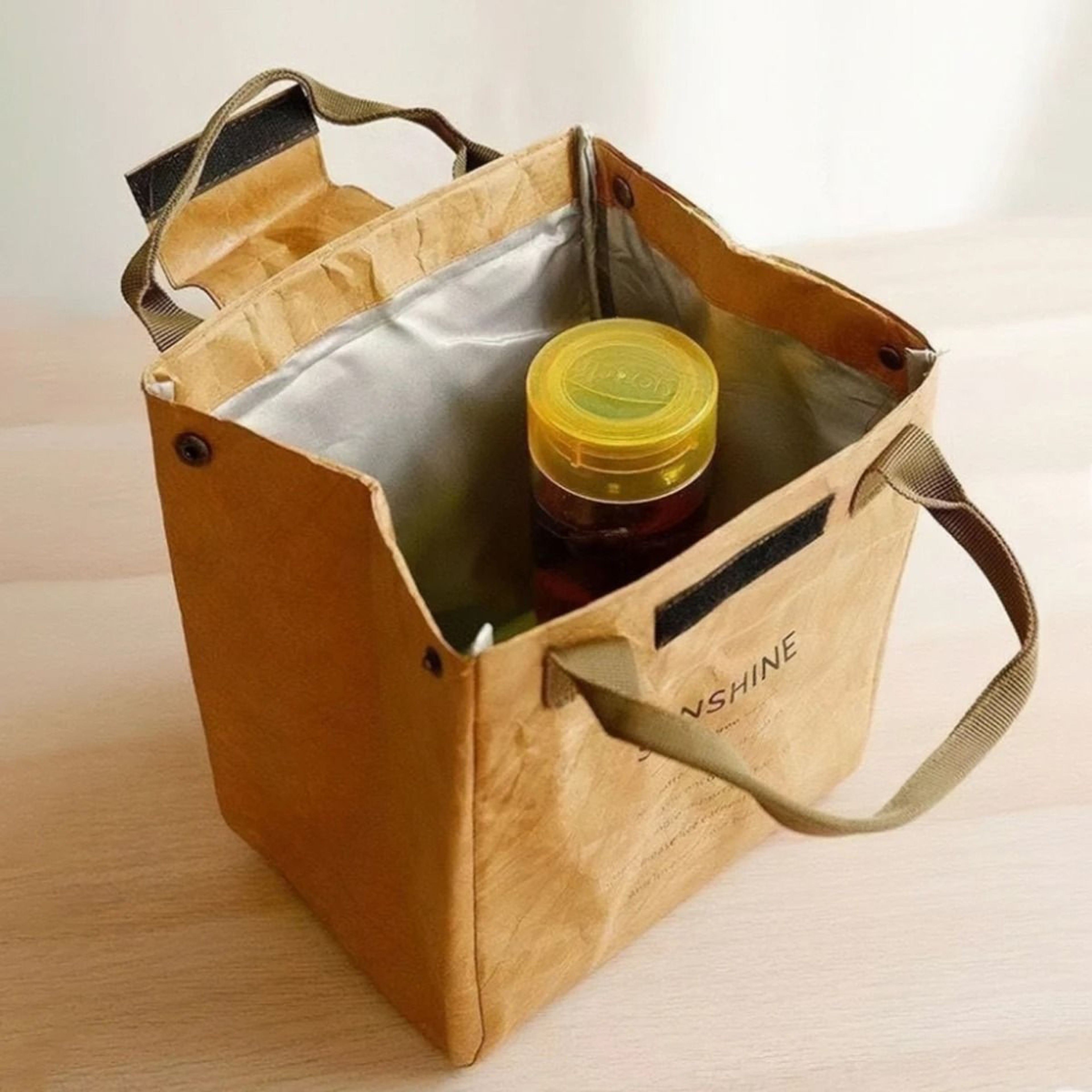 Portable Kraft Paper Insulated Lunch Bag For Work And Everyday Meals 4