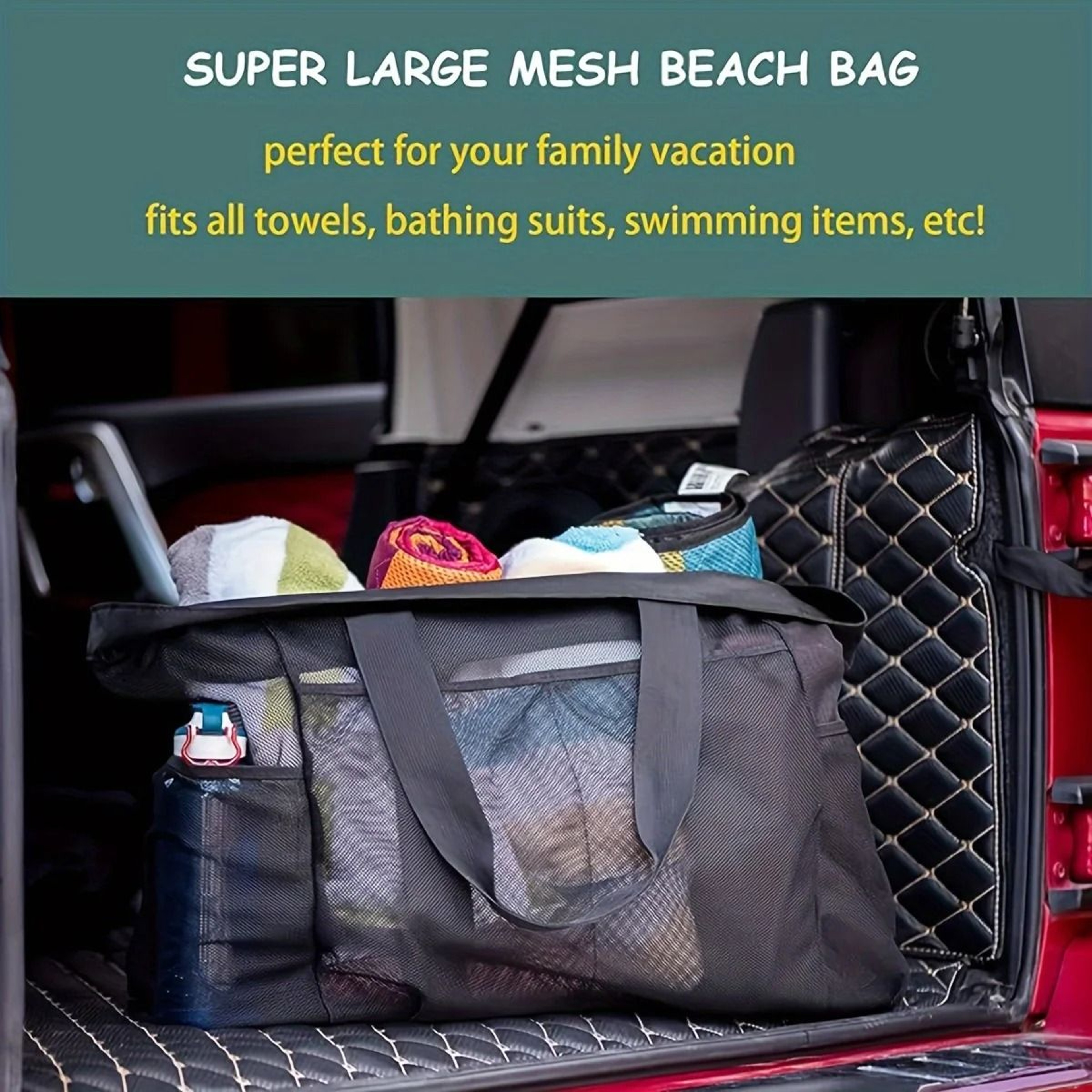 Extra Large Mesh Beach Tote Bag With Zipper And Side Pockets 3