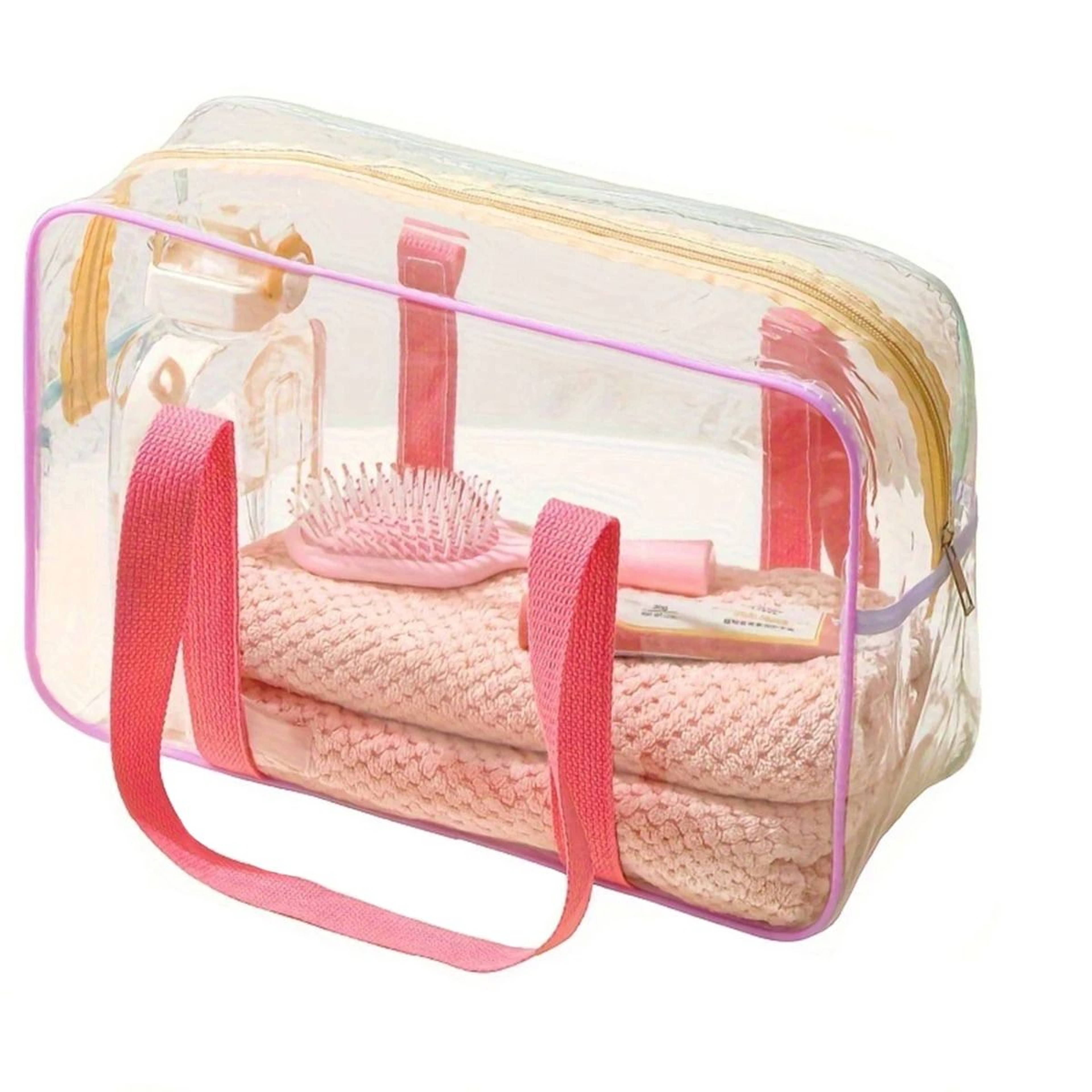 Large Capacity Transparent PVC Double Tote Makeup Beach And Swimming Storage Bag 6