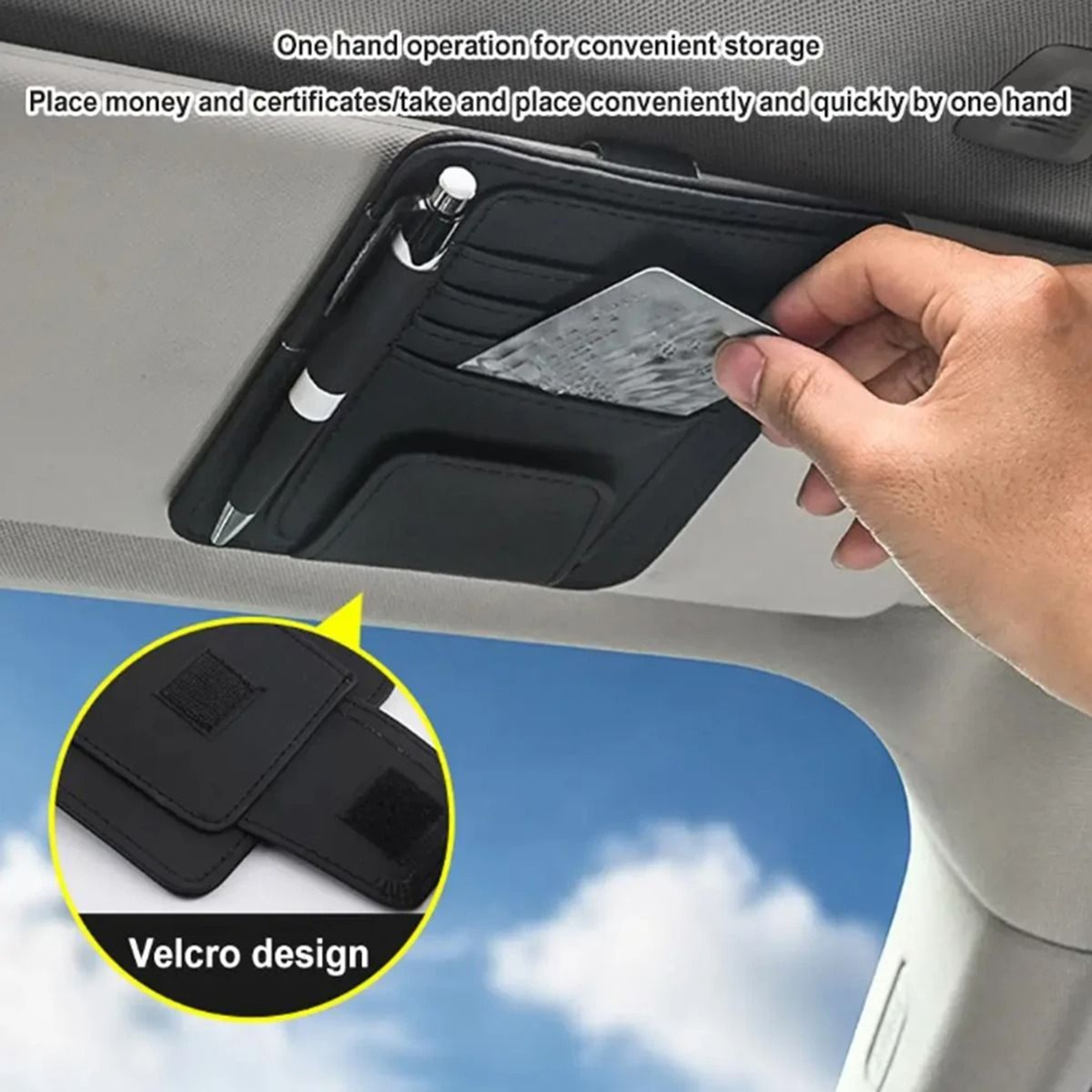 Multi Pocket Car Sun Visor Organizer With Sunglasses And Business Card Storage 7