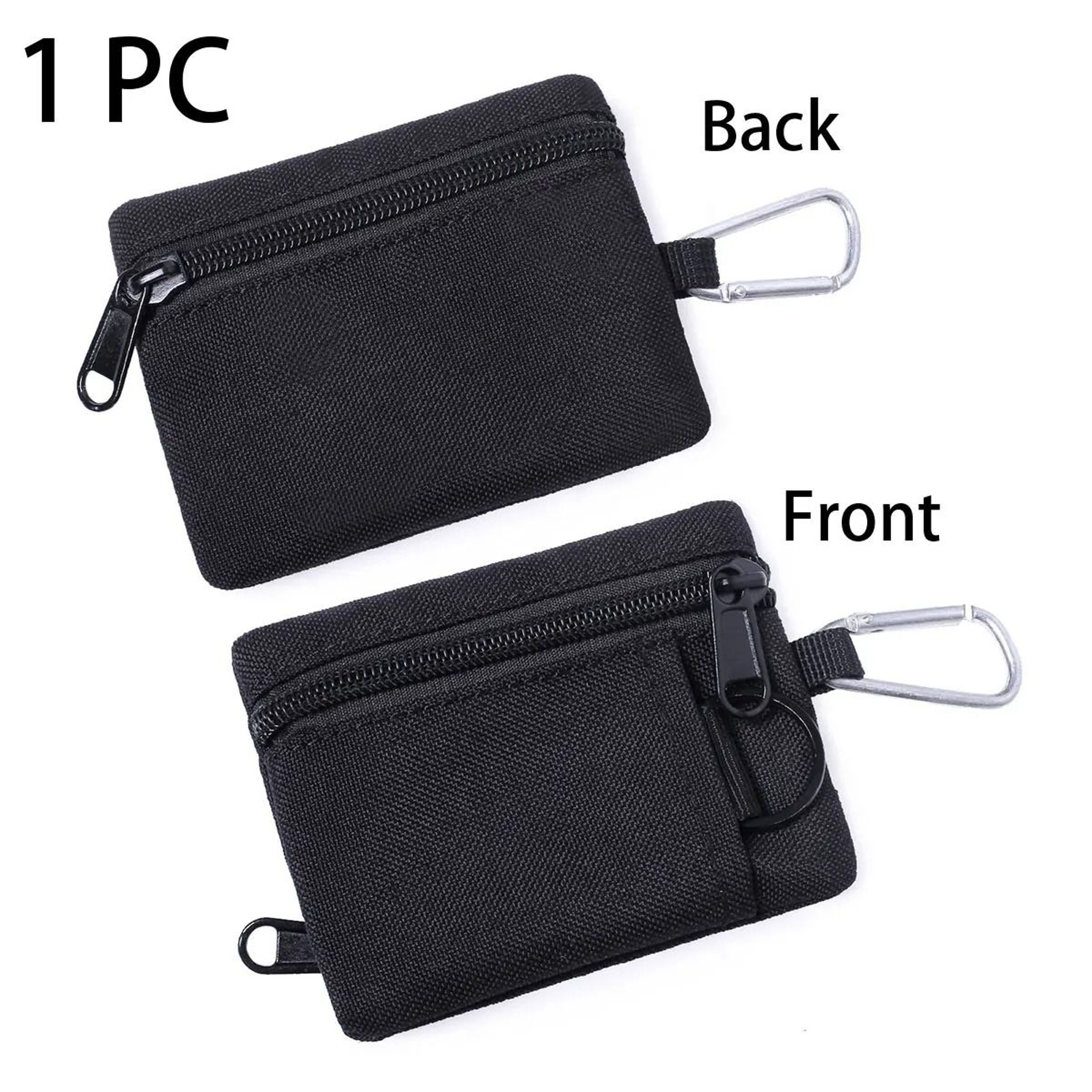 Mini Polyester Zipper Coin Purse Key Pouch With Hanging Card Holder Storage 1