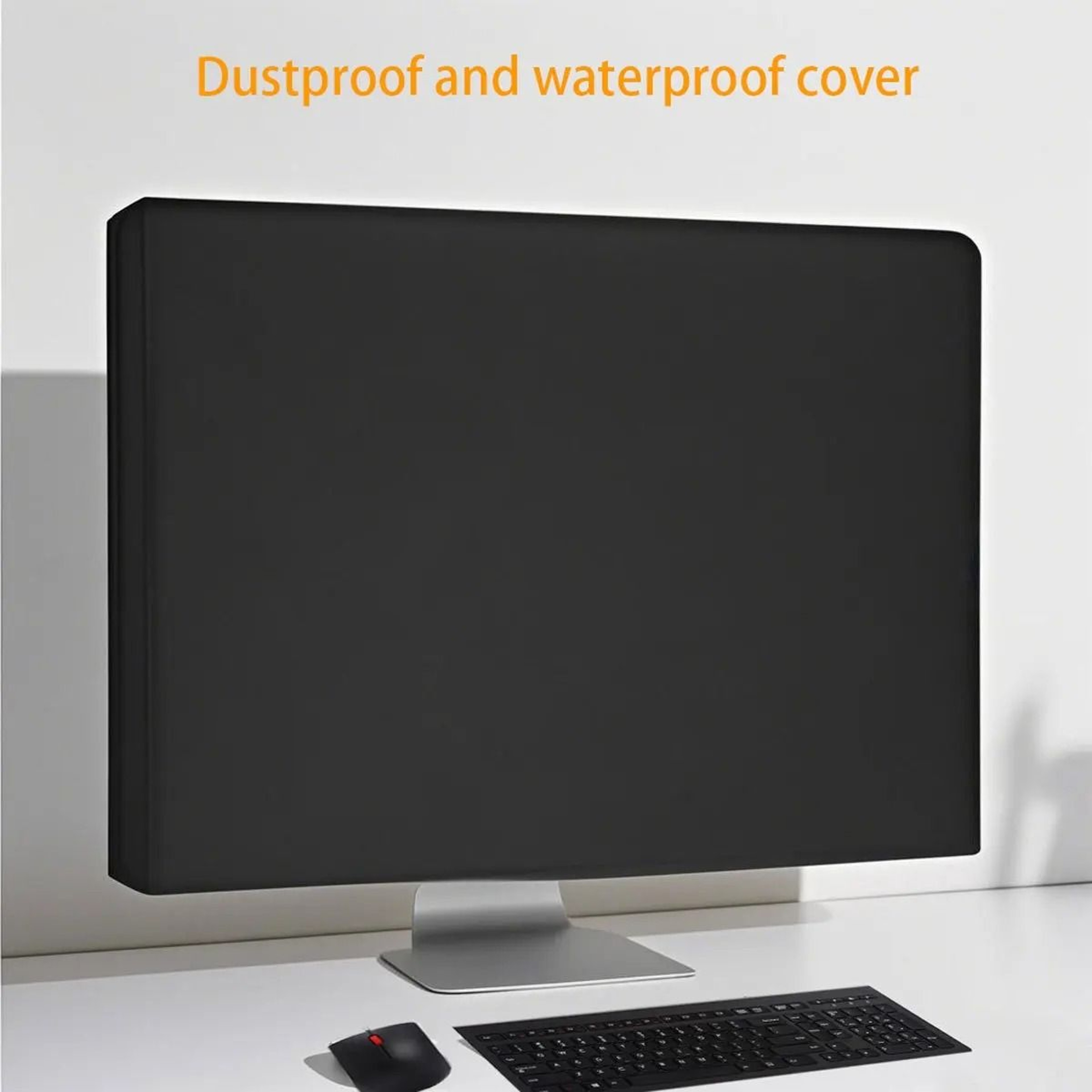 Black Waterproof Computer Monitor Dust Cover With Scratch And Wear Resistant Protection 0