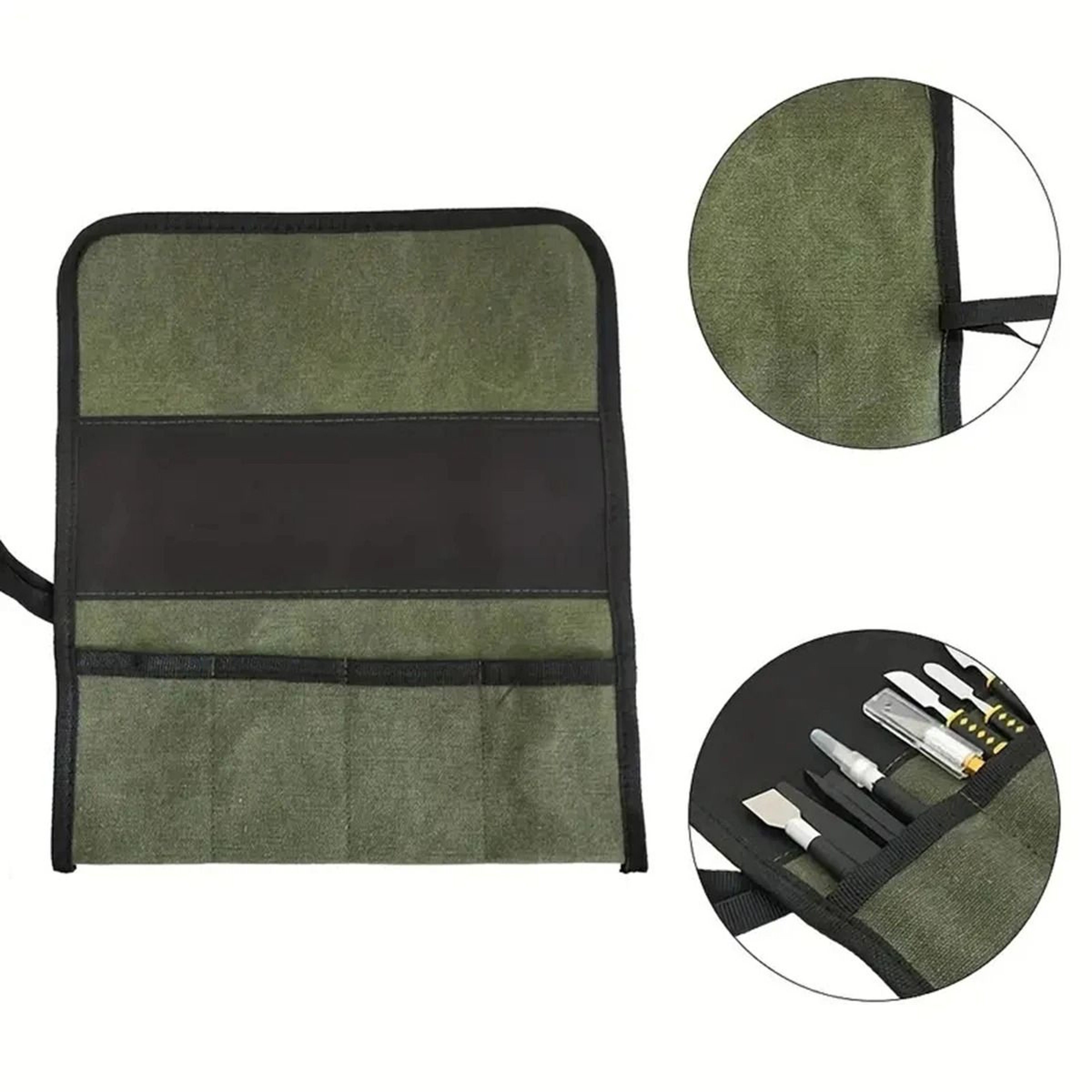 Multi Pocket Oxford Cloth Roll Up Tool Bag For Wrenches Screwdrivers Drills 6