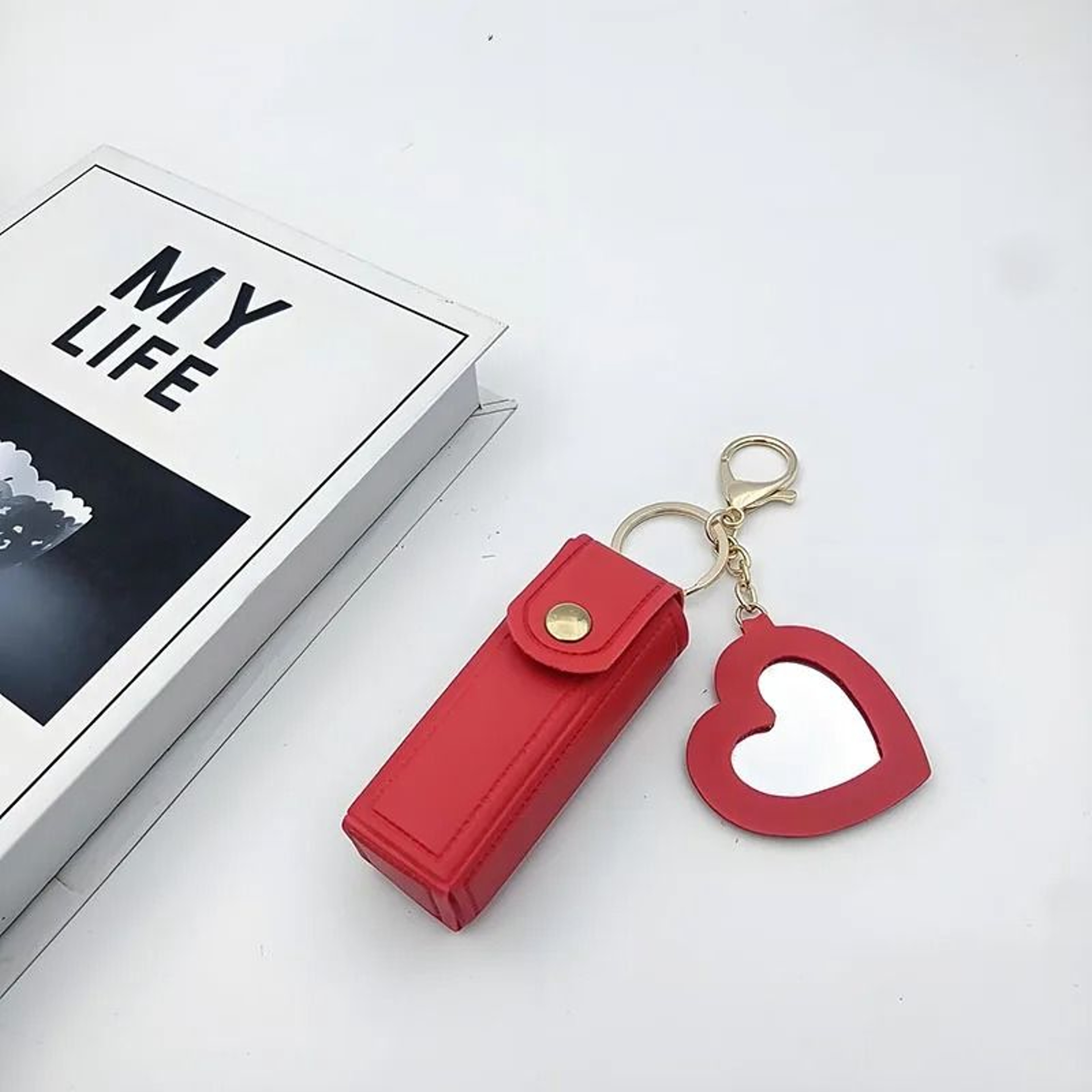 Cute Heart Mirror Lipstick Bag Portable Mini Cosmetic Pouch In Various Colors 6