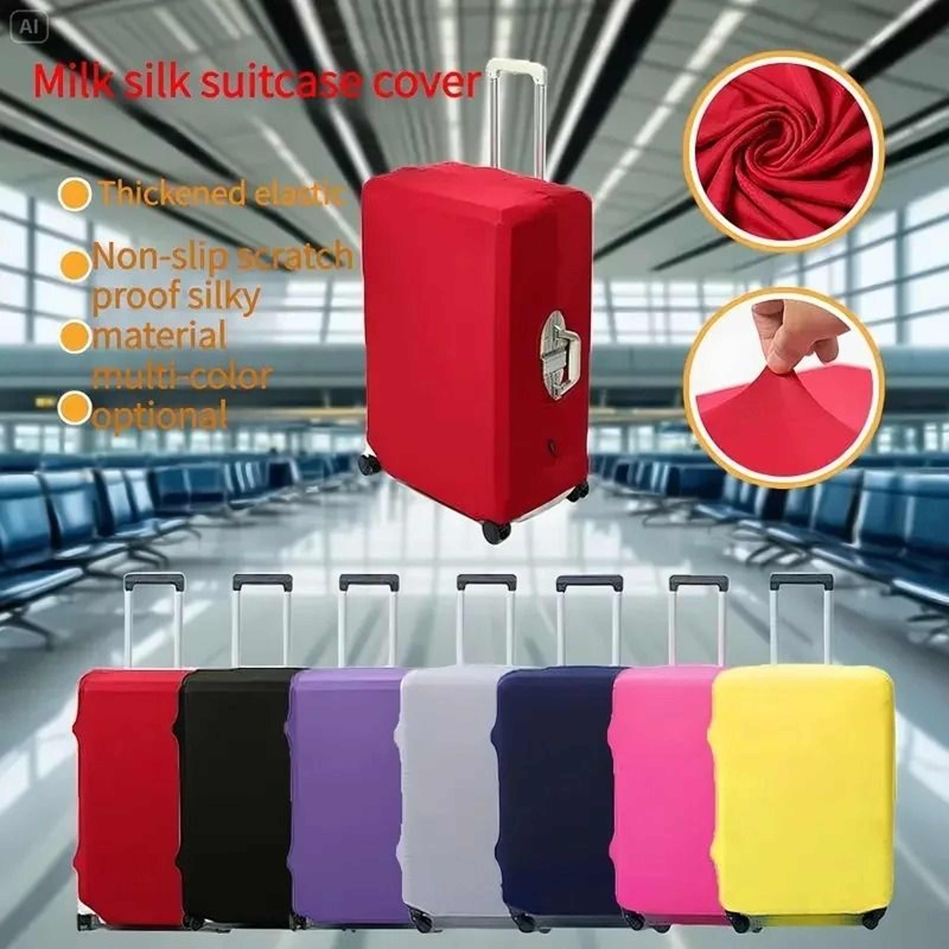 Solid Color Stretch Luggage Cover Protective Suitcase Sleeve 7