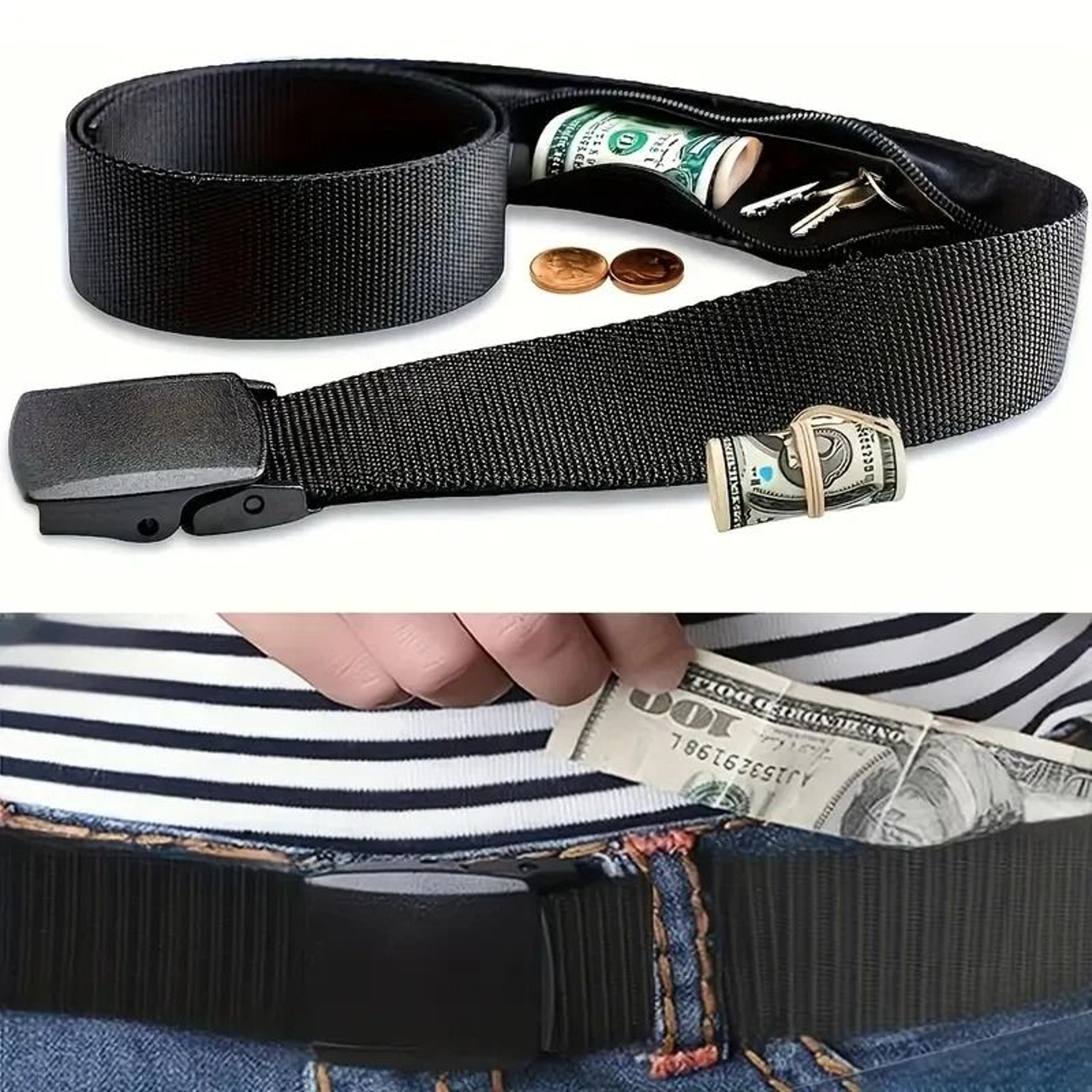 Concealed Zipper Travel Wallet With Secure Belt Loop Strap 5