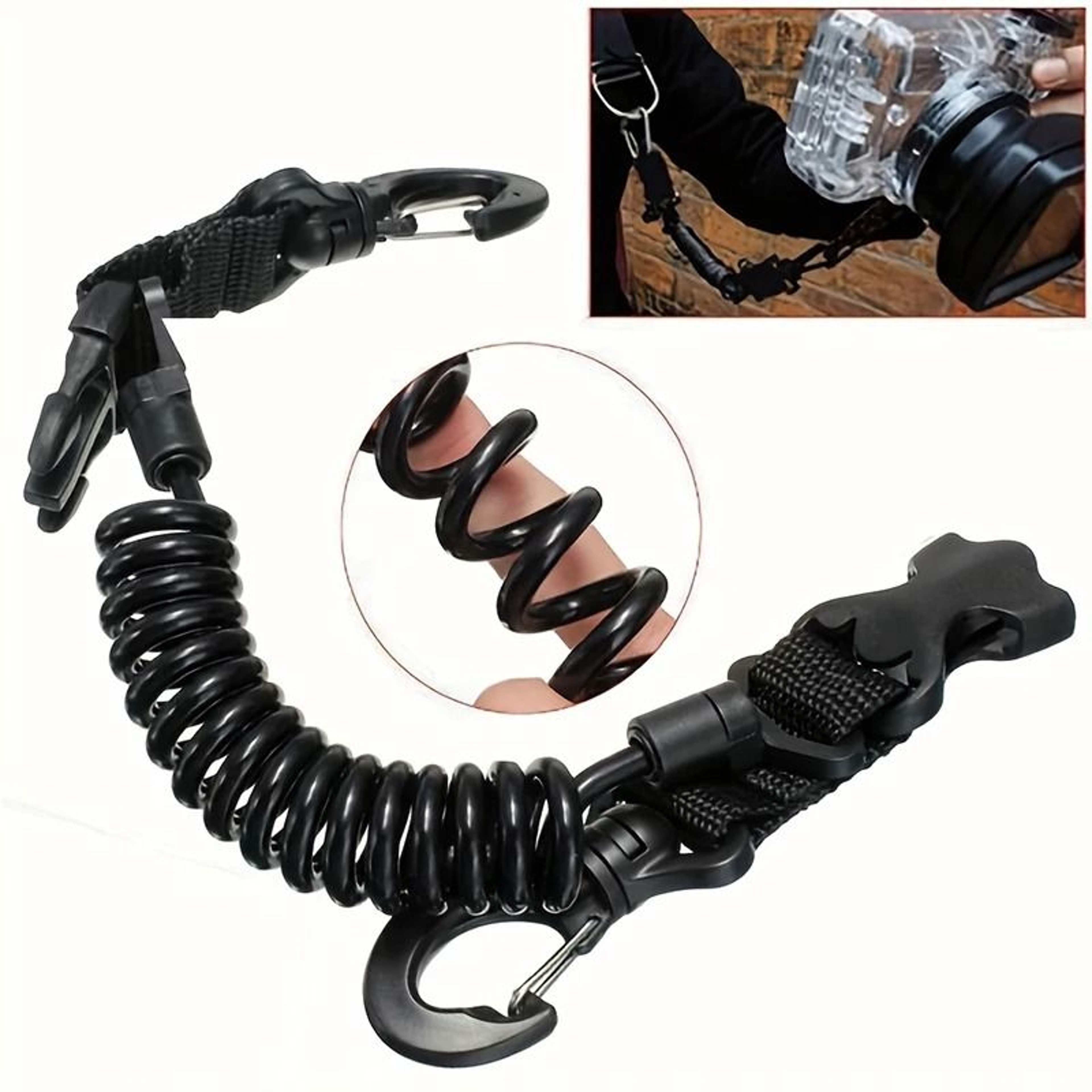 Coiled Diving Camera Safety Lanyard With Quick Release Clip 7