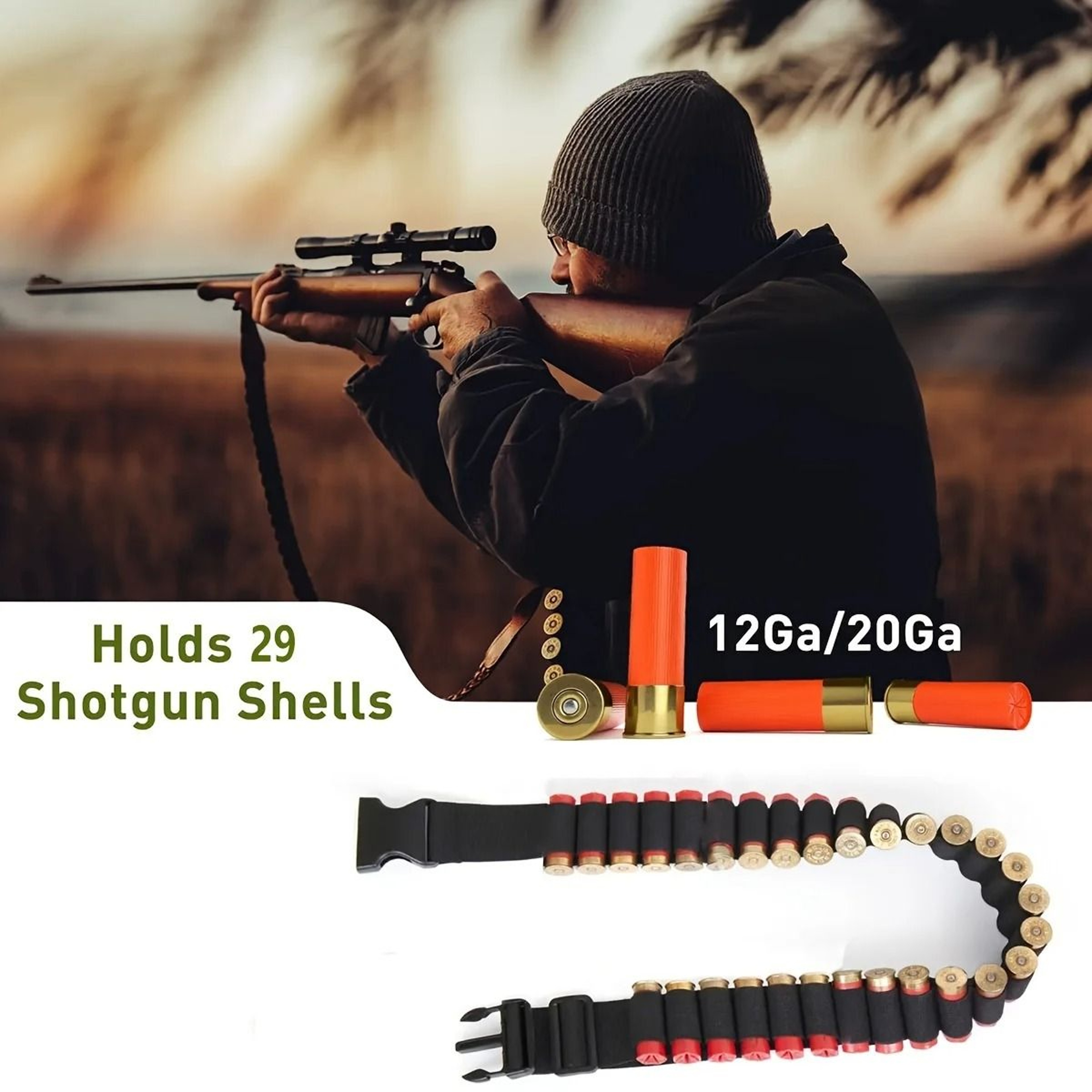 Black Adjustable 29 Loop Shotgun Shell Storage Belt 0