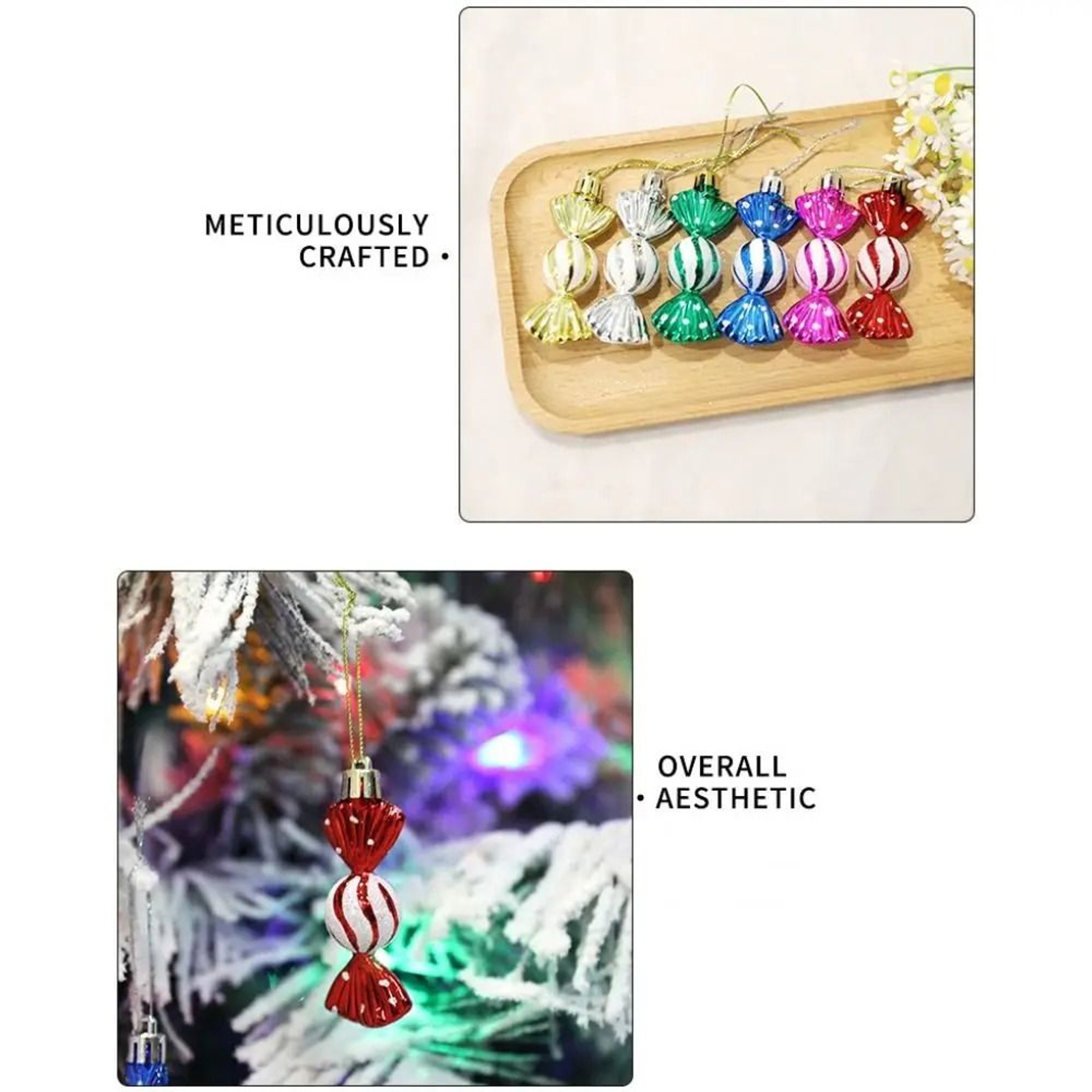 Six Piece Candy Christmas Ornaments For Festive Tree Decorating 8