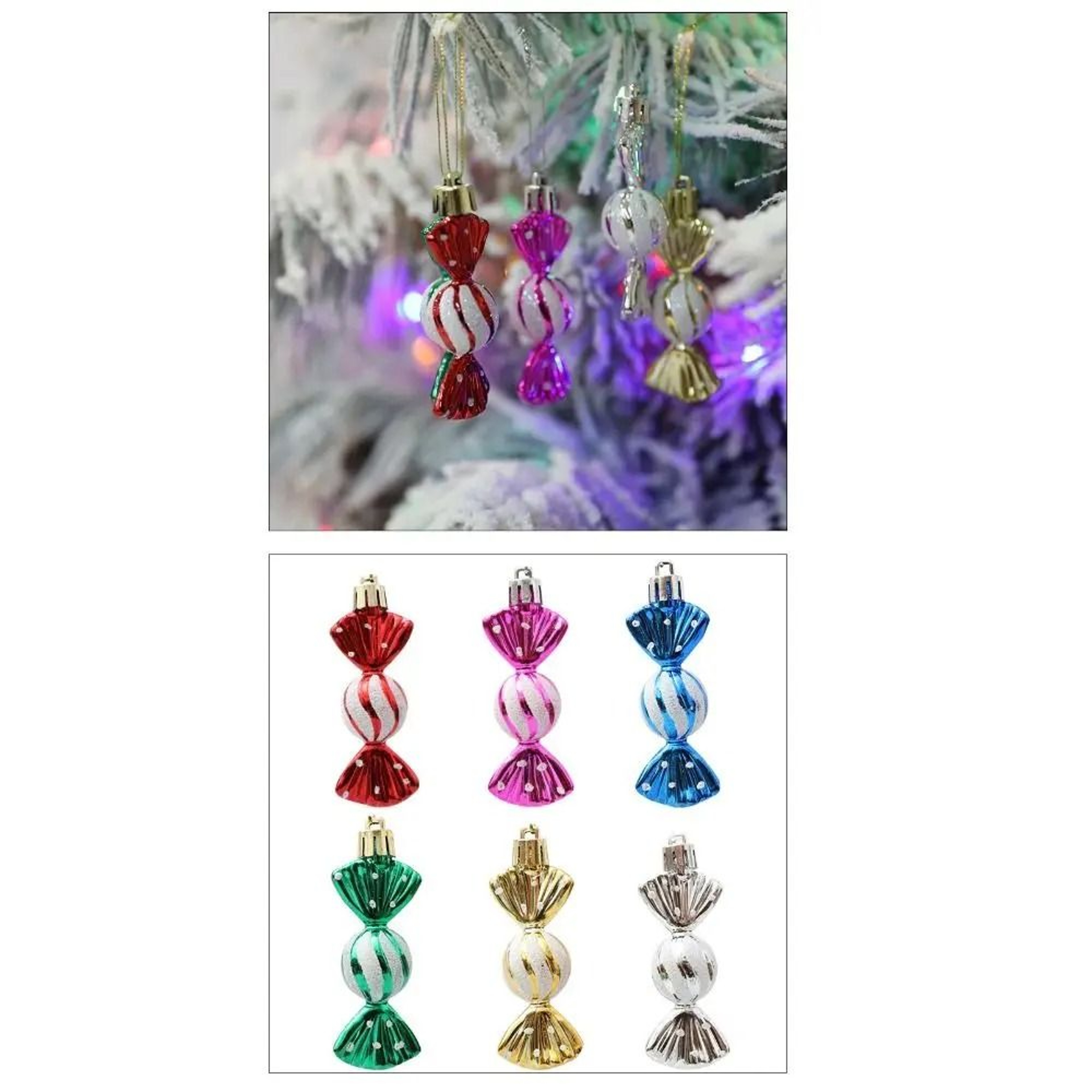 Six Piece Candy Christmas Ornaments For Festive Tree Decorating 6