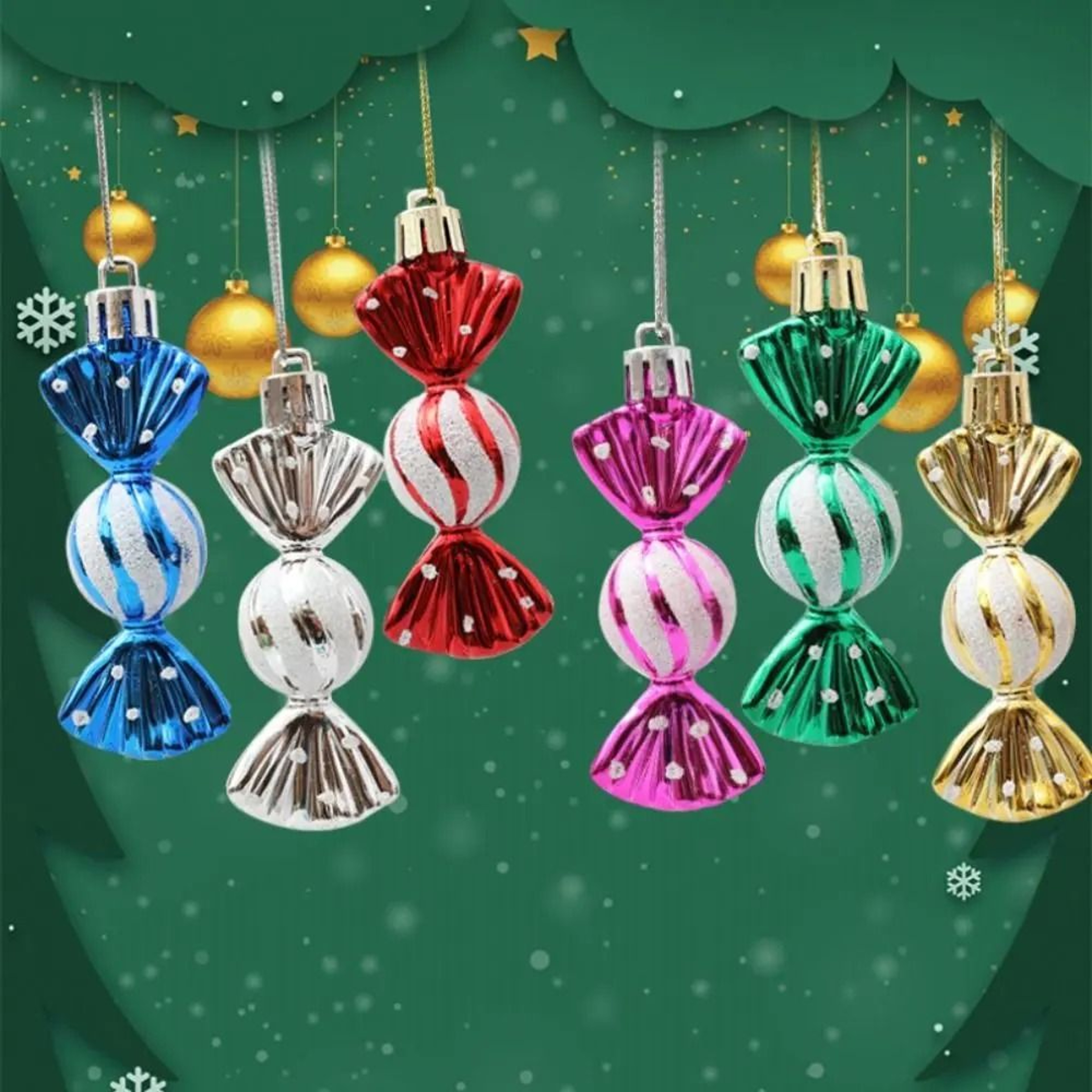 Six Piece Candy Christmas Ornaments For Festive Tree Decorating 0