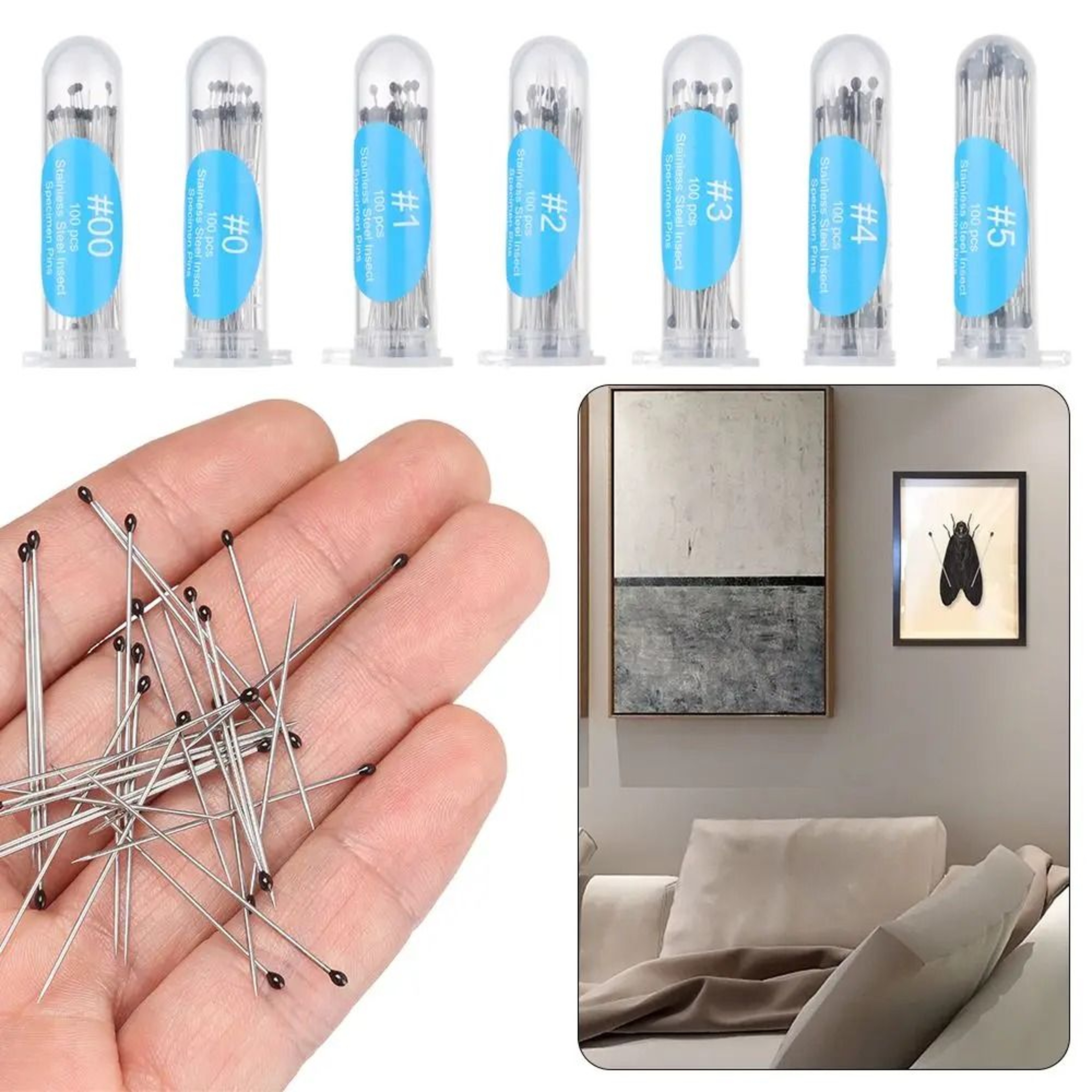 One Hundred Piece Stainless Steel Insect Specimen Pin Set 8